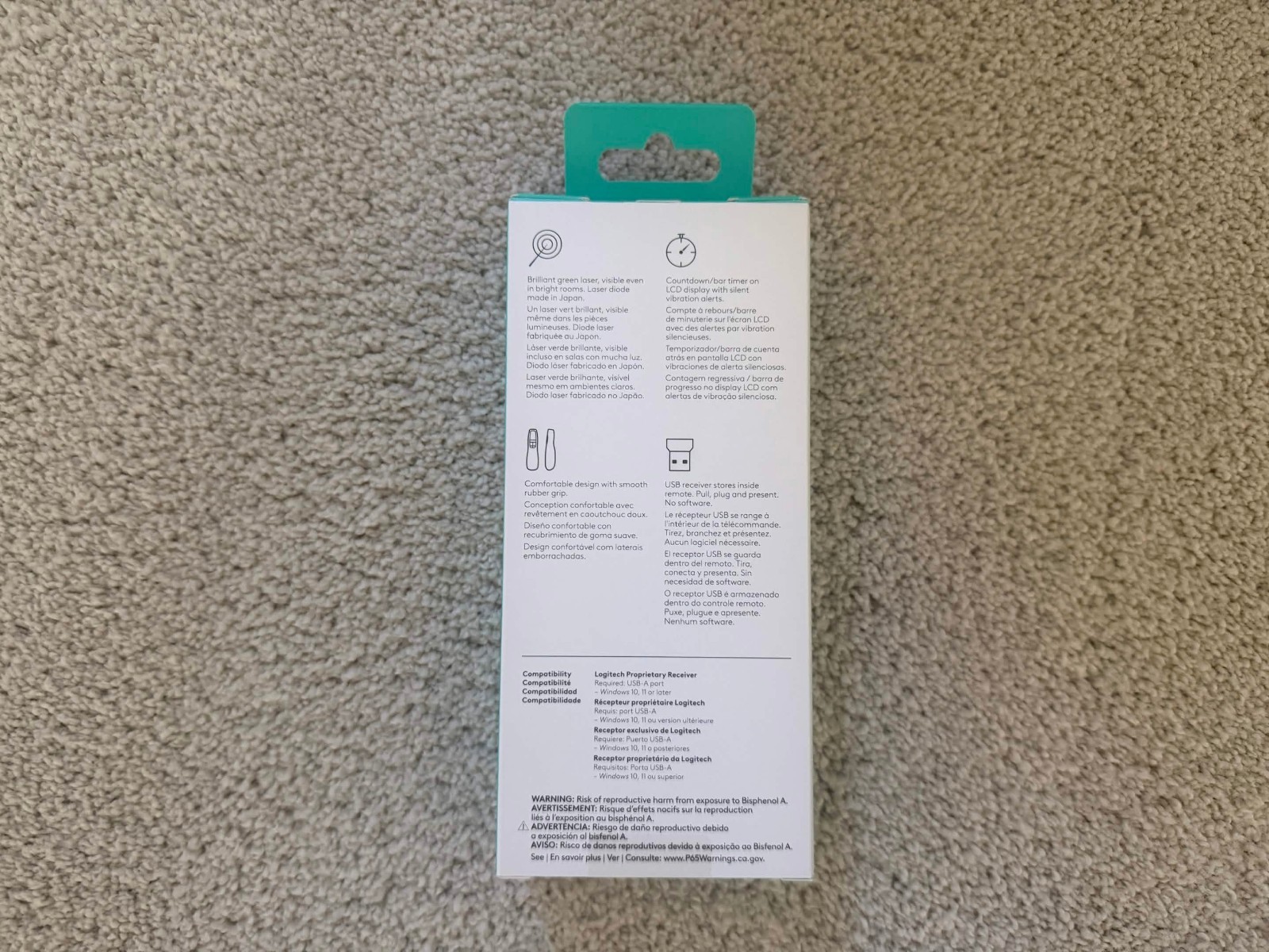 Logitech R800 Laser Presentation Remote Green Laser Pointer ~ FREE SHIPPING!