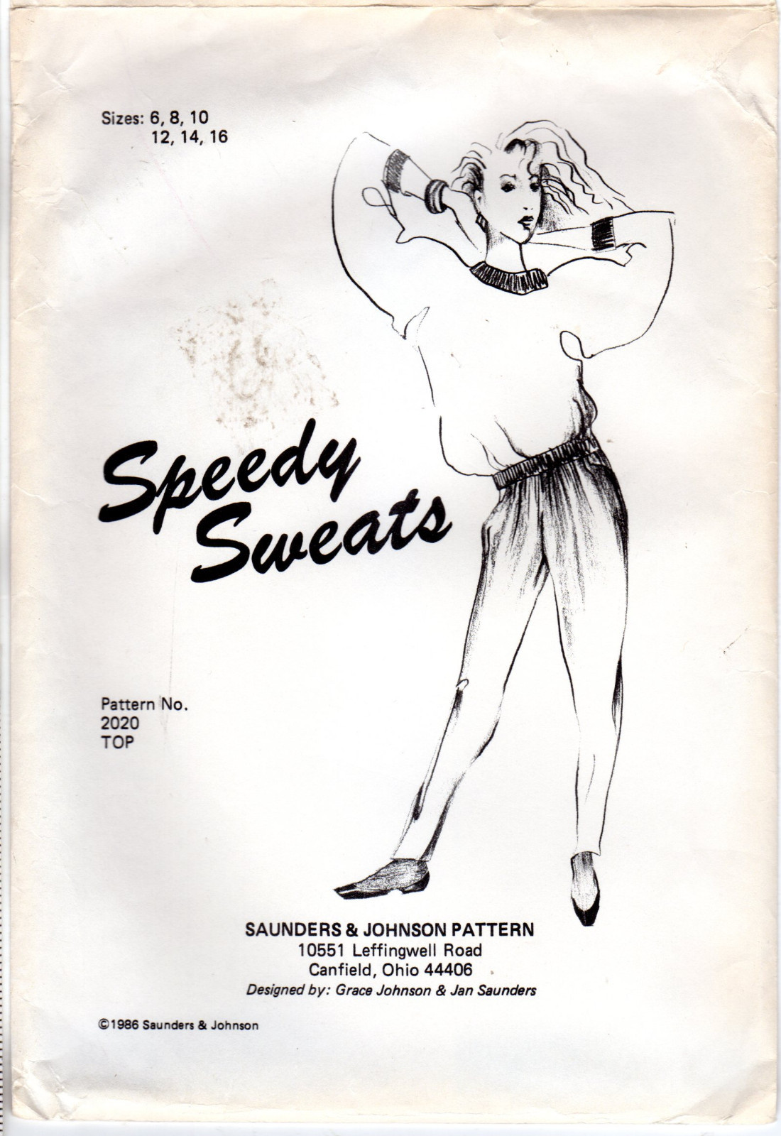 "Speedy Sweats" ©1986 Saunders & Johnson Master Pattern #2020 Top in Sizes 6-16