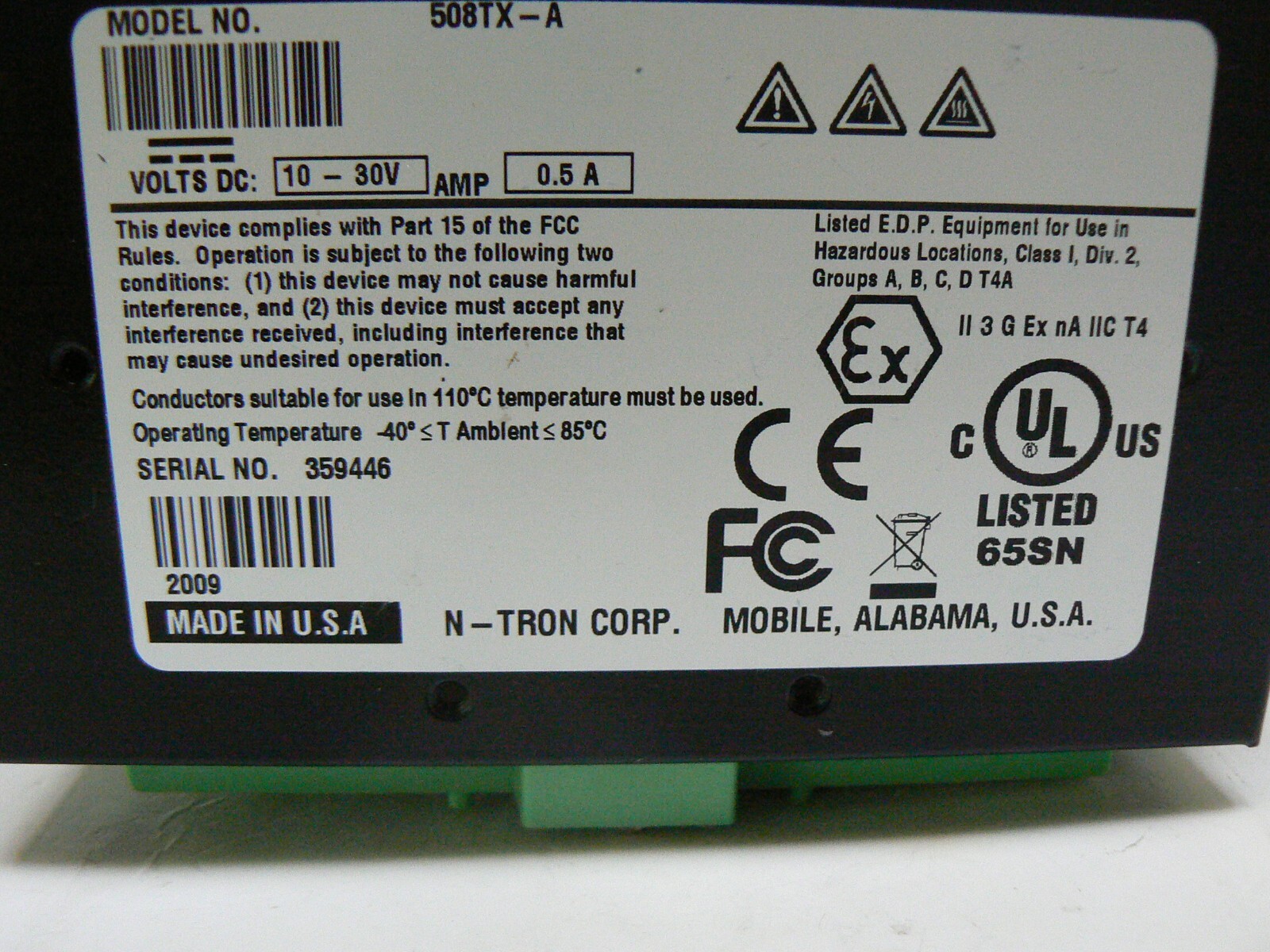 N-TRON 508TX, Ethernet Switch, -used- (C)