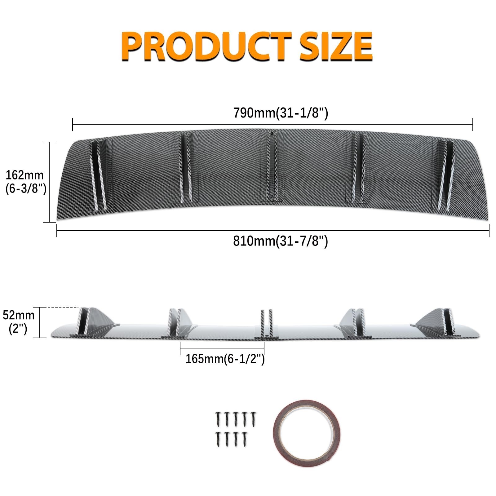 Universal Rear Diffuser Shark Fin 31inch ABS Car Rear Bumper Diffusers 5 Fins...