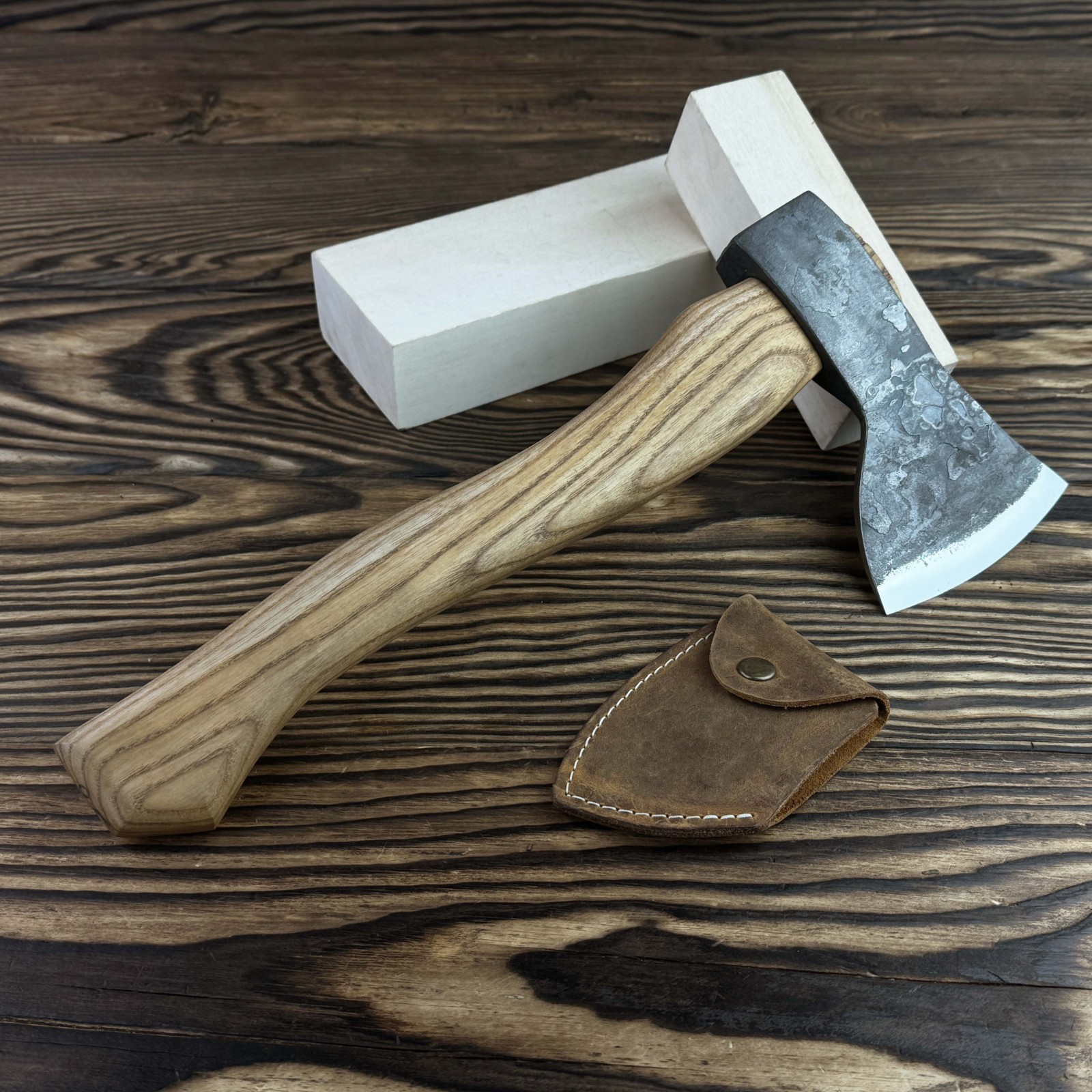 Bushcraft Hatchet Hand-Forged 52100 Carbon Steel Blade Ash Handle Camping Axe.