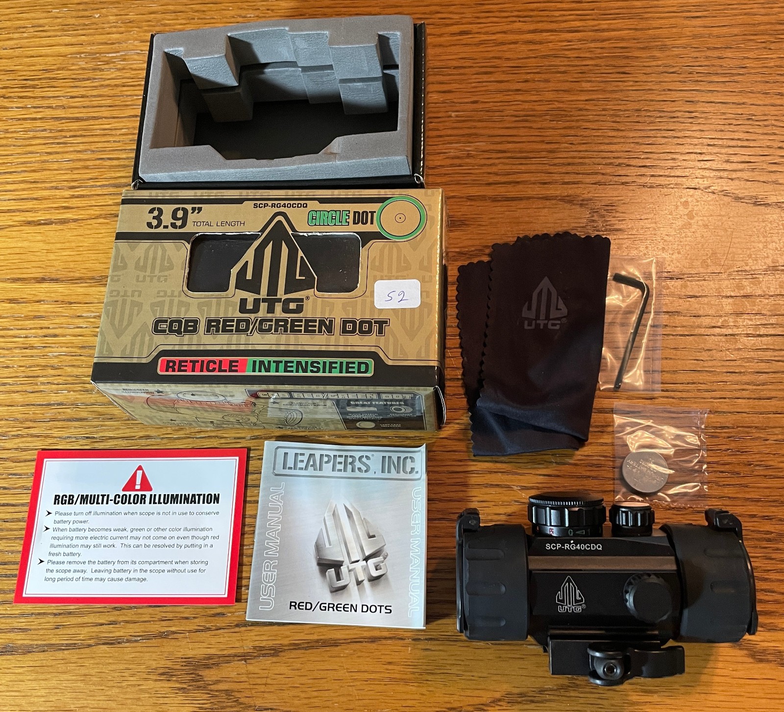 UTG 3.9" ITA Red/Green Dot Sight w/Integral QD Mount 30mm 4 MOA SCP-RG40CDQ - 52