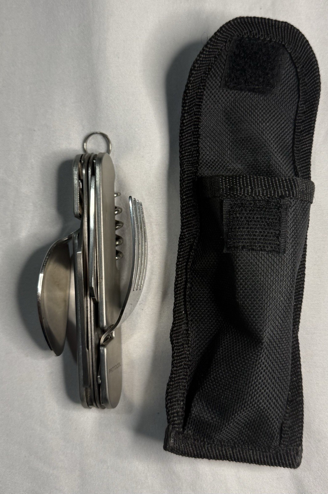 Protocol Stainless Steel Camping Utensil Multi-Tool w/ Sheath, 6 Tools