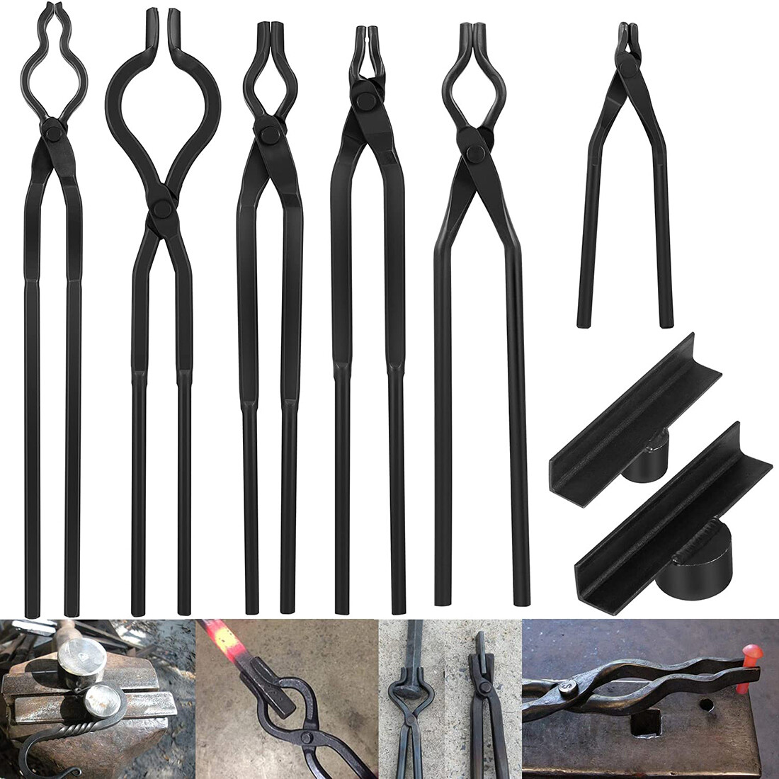 8Pcs Knife Making Tong Expert Replacement Tongs Blacksmith Starter Tool Hook Jig