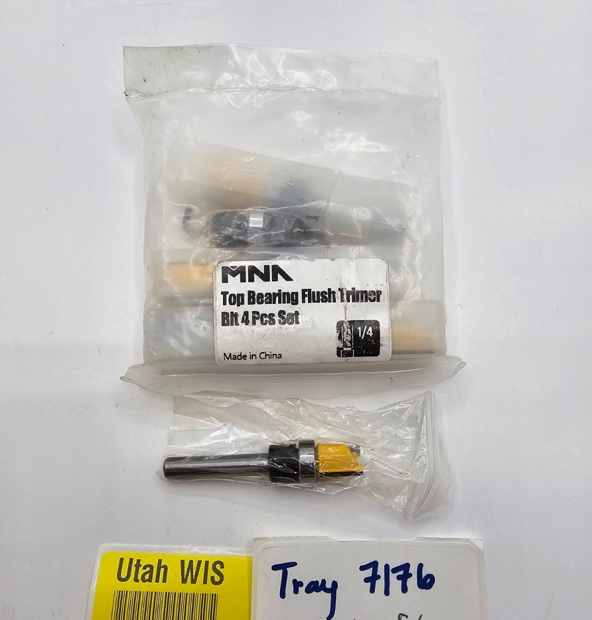 (8 Piece) MNA 1/4" Top Bearing Flush Trimer Bit Pattern Flush Trim Router Bit