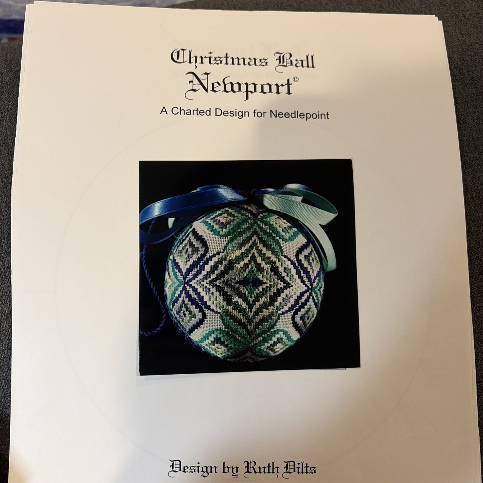 "Newport" Christmas Ball Chart Design for Needlepoint by Ruth Dilts