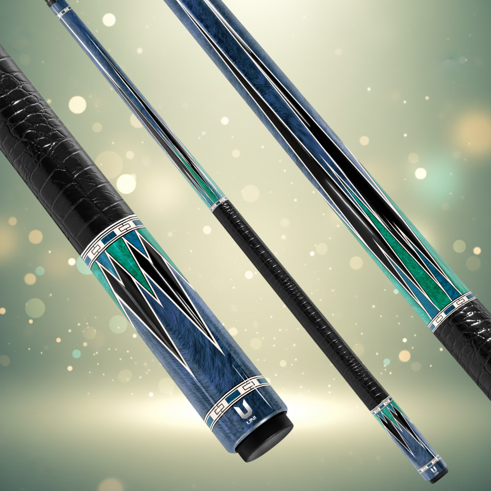 👉 Elite Oceanic Abyss Carbon Fiber Pool Cue – Azurite Blue & Emerald Inlay