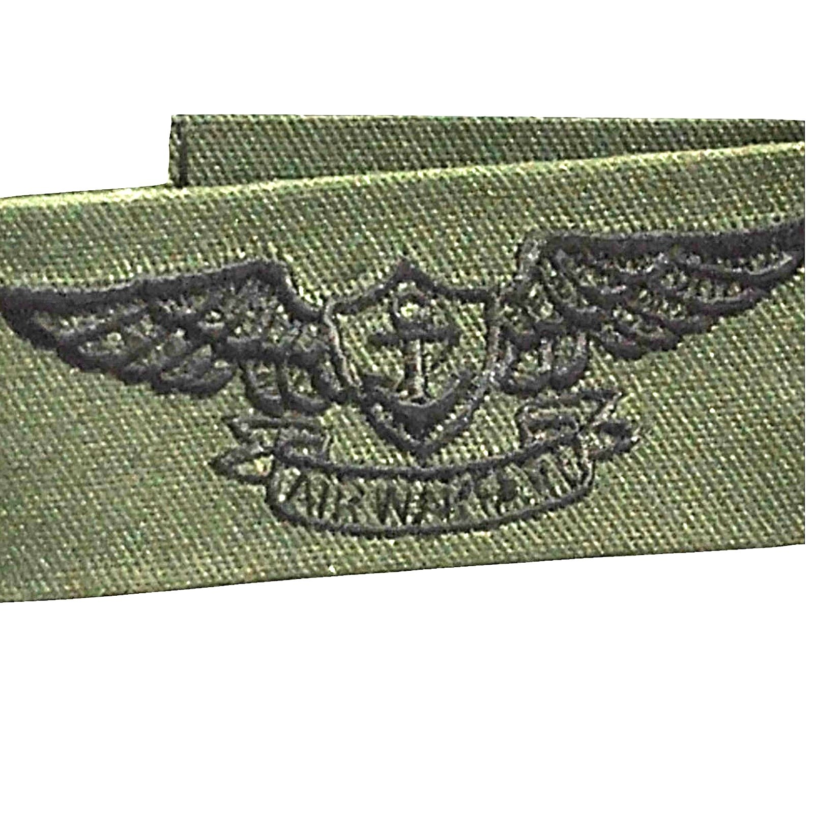 US Navy Air Warfare Subdued Tape Black on ODGE – 8" × 1‑1/4" Folded Twill