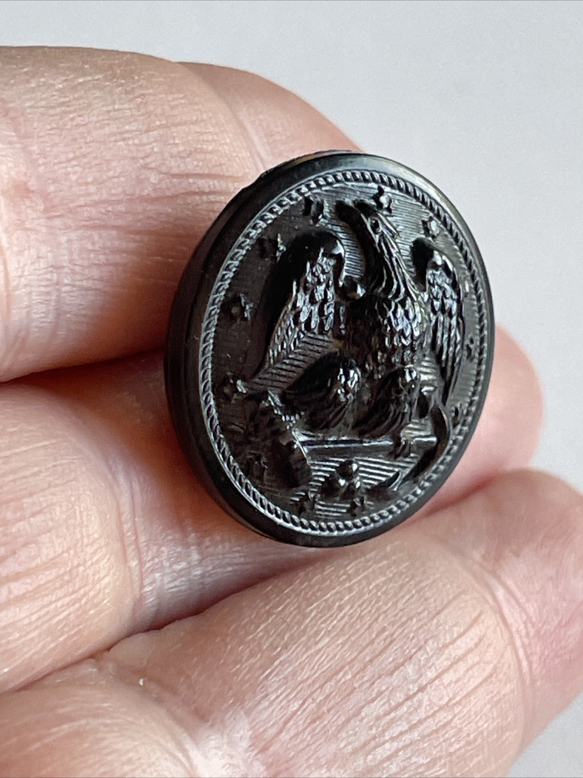 Vintage Black Nylon Eagle Military Uniform Button
