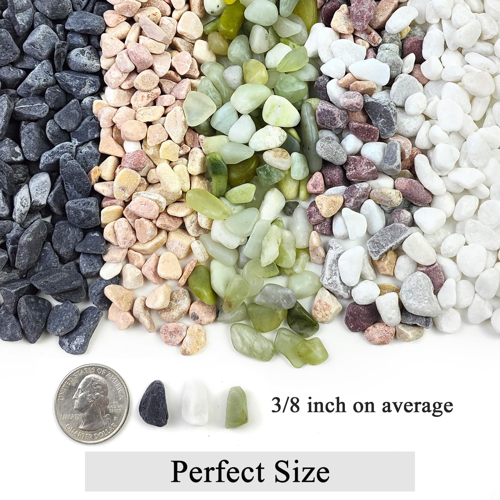 5 lbs Natural Mixed Color Gravel Pebbles, 3/8 Inch Decorative Succulent Rocks...