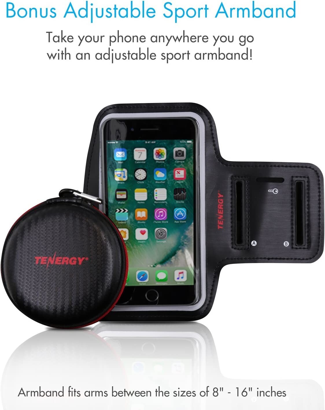 Tenergy T20 Wireless Bluetooth Earphones IPX7 Earbuds Headphone & Bonus Armband