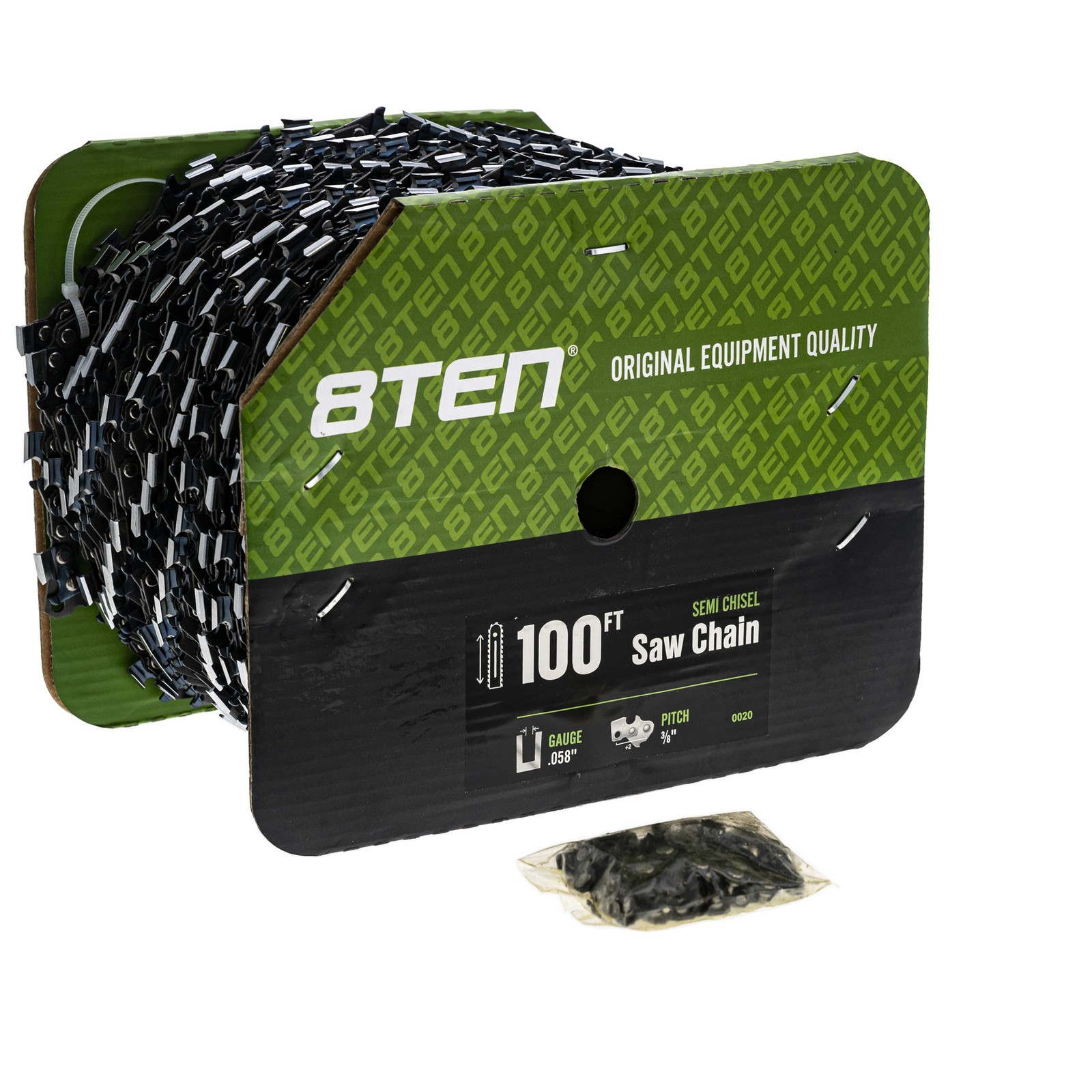 8TEN Chainsaw Chain Bulk Reel Semi Chisel 100 Foot .058 3/8 Pitch