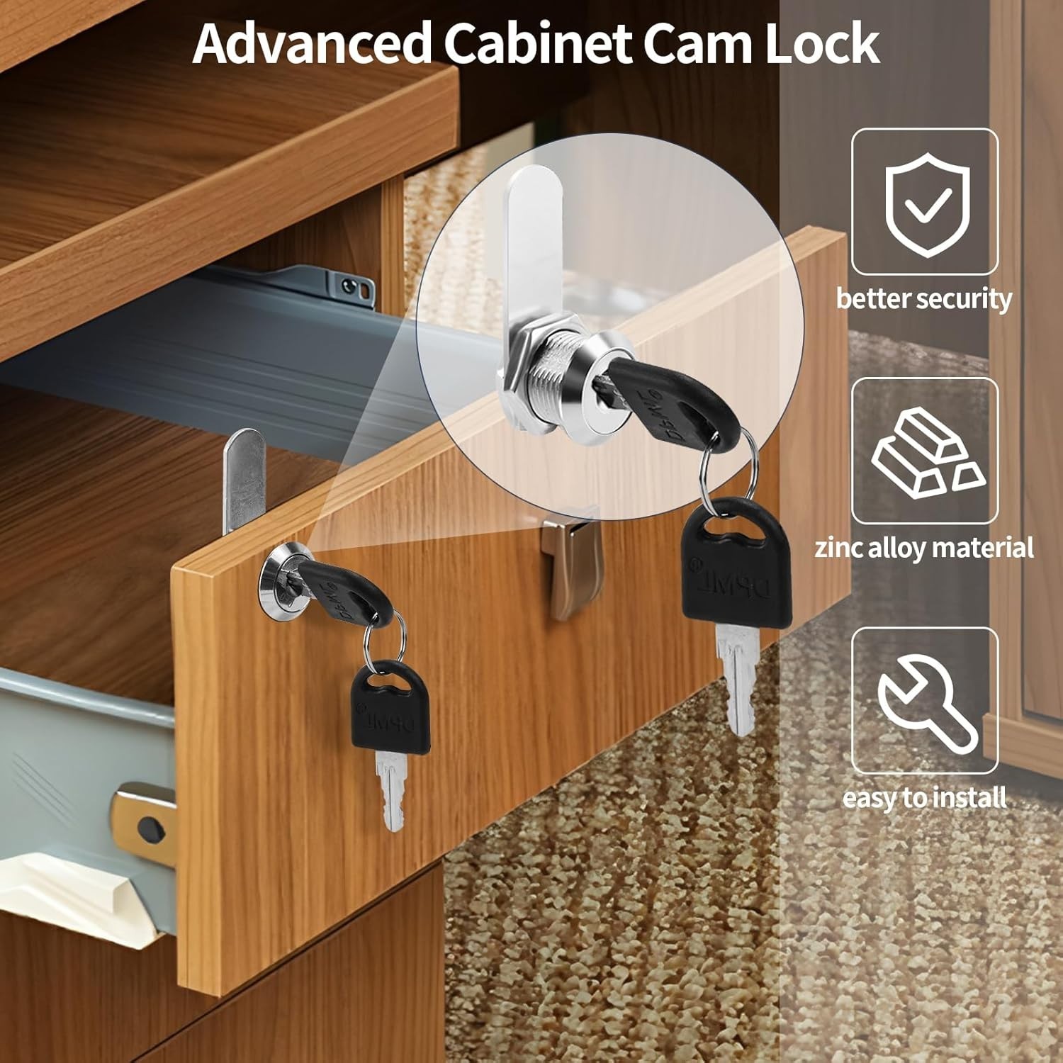 (2 Pack Keyed Alike) Truck Tool Box Locks with Keys - Replacement Pickup