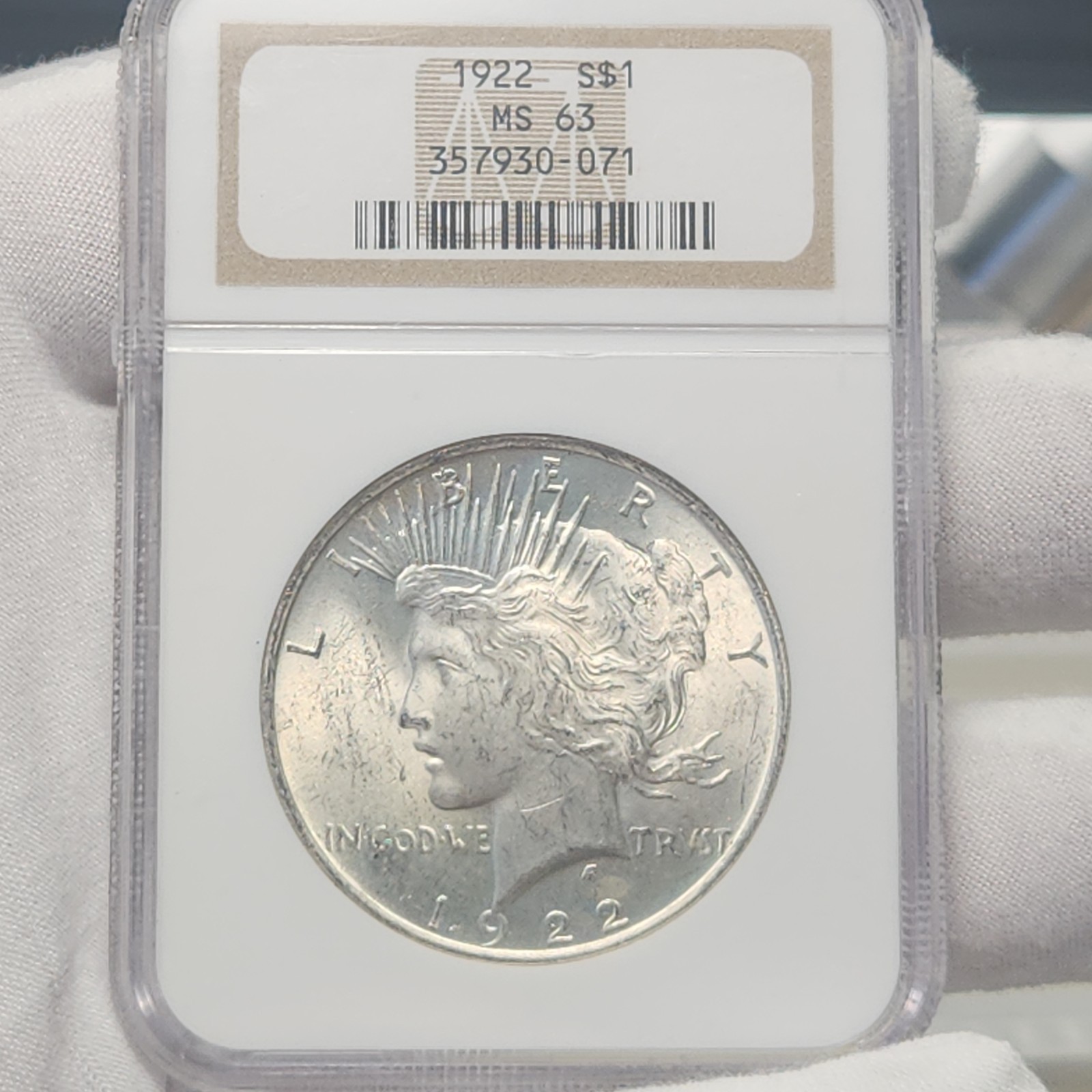 1922 P Peace Silver Dollar $1 MS63 NGC Brown Label US Coin Philadelphia SLB-2eK5