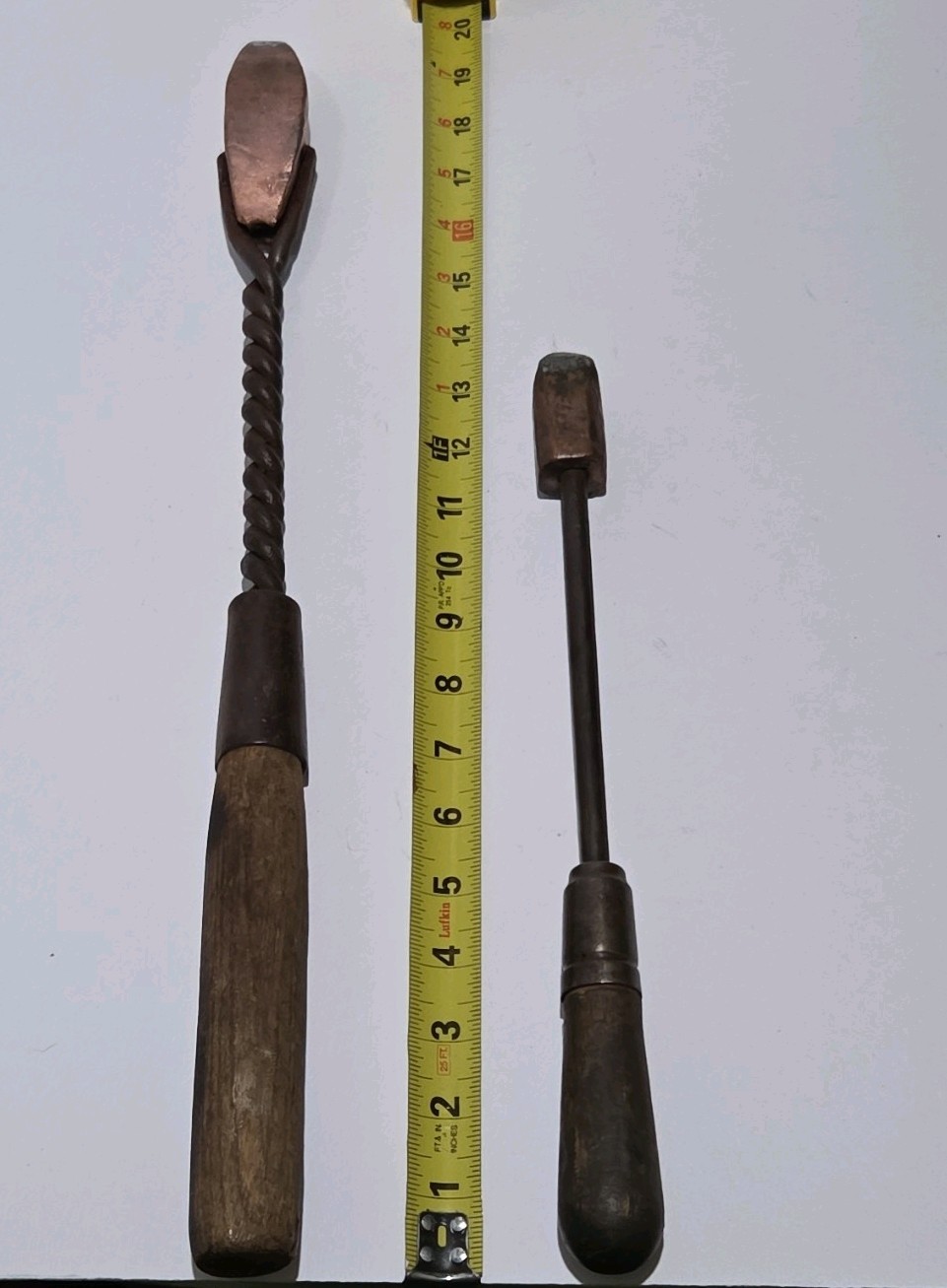 2 Vintage Copper Tip Soldering Irons with Wooden Handles Manual Soldering Tools