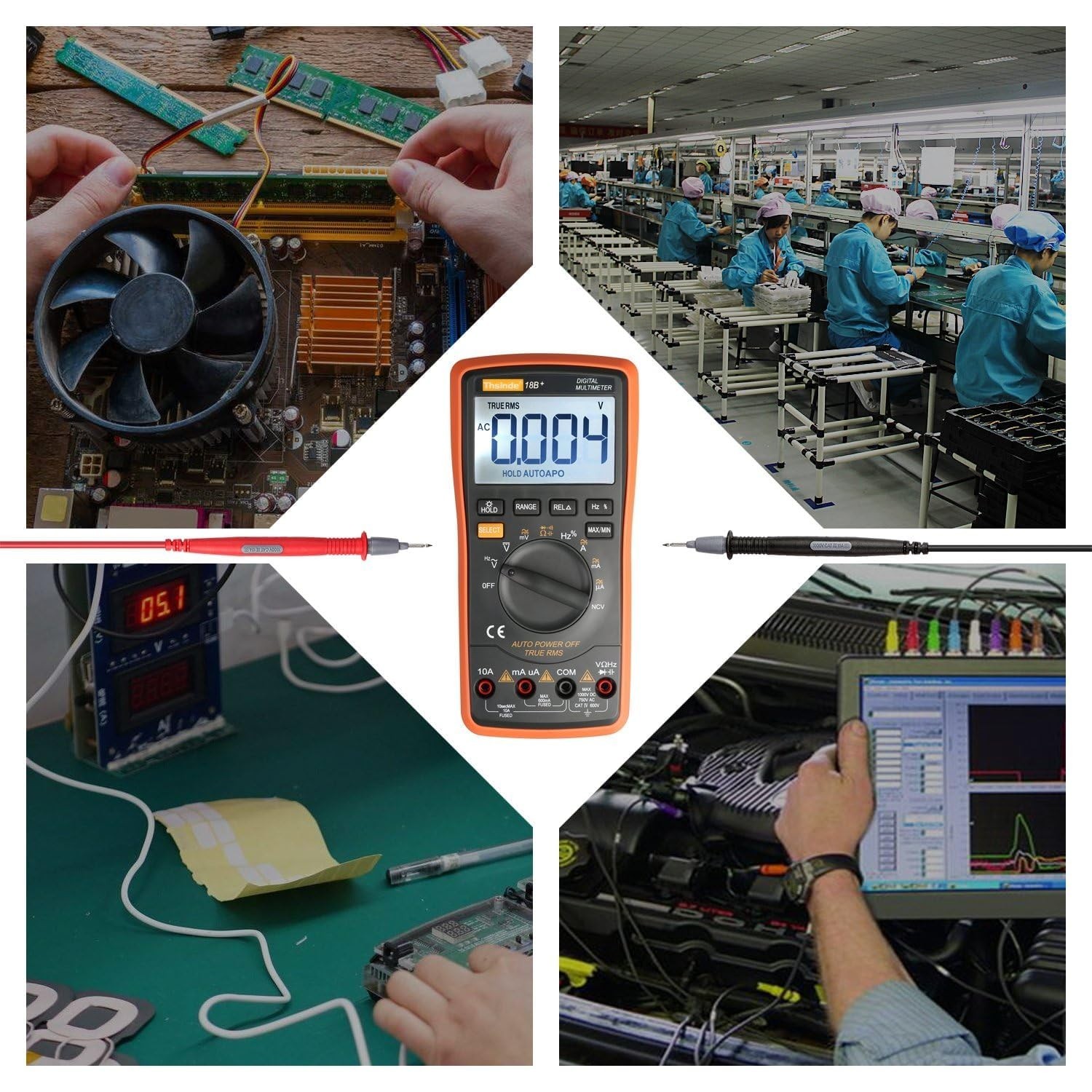 Battery Powered Digital Multimeter with Backlit Display & 10 Testing Functions