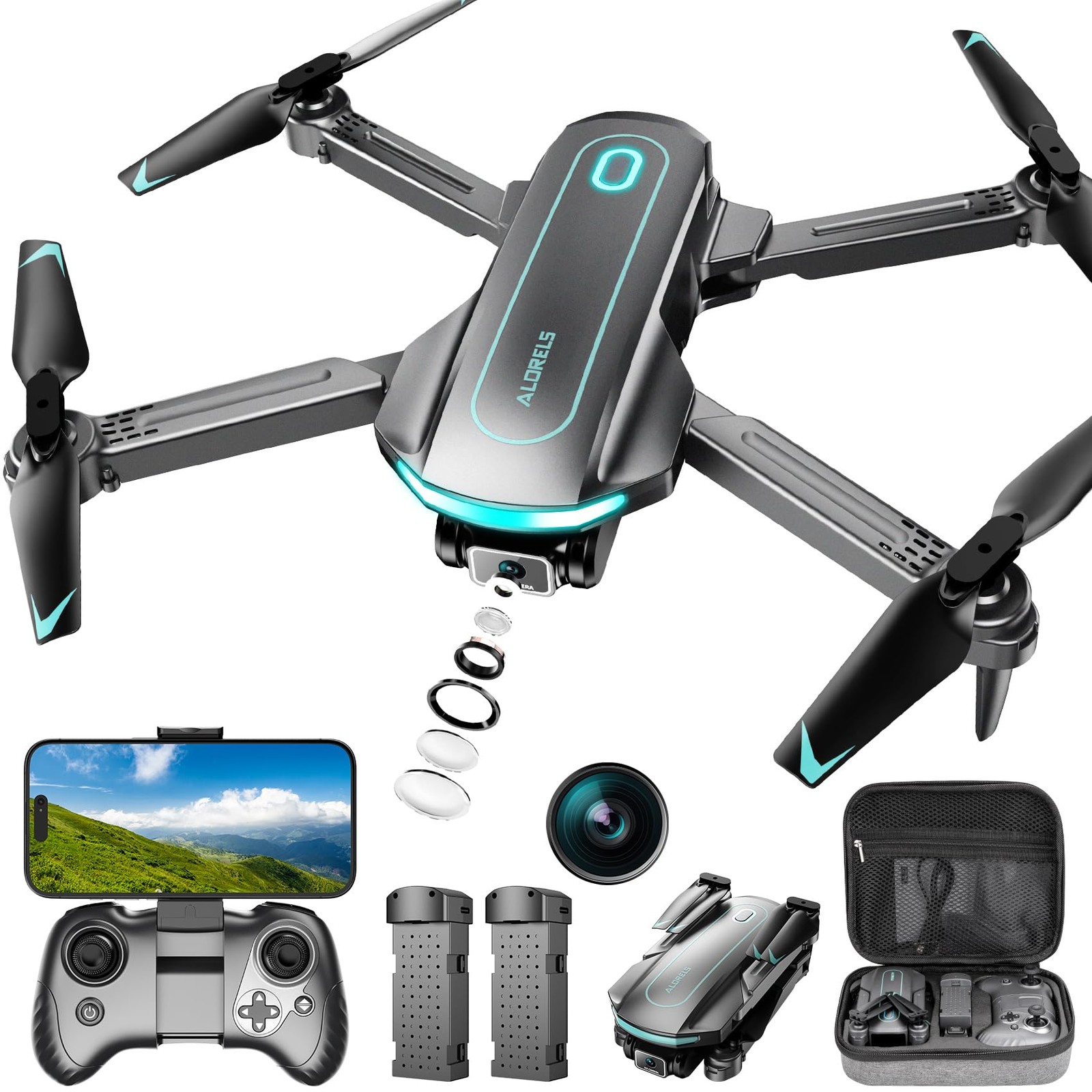 Drone with Camera for Adults and Beginners, 1080P HD FPV Foldable Mini Gray