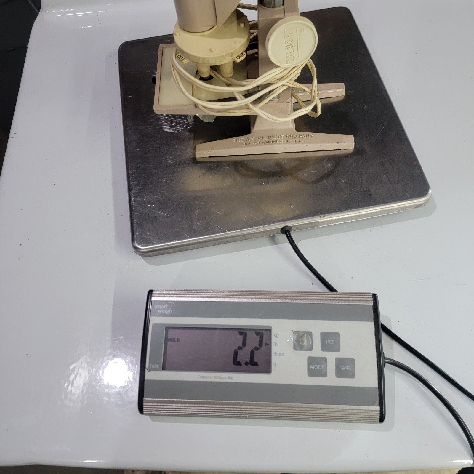 Vintage A.C. Gilbert Illuminated Microscope Working Light Educational USA