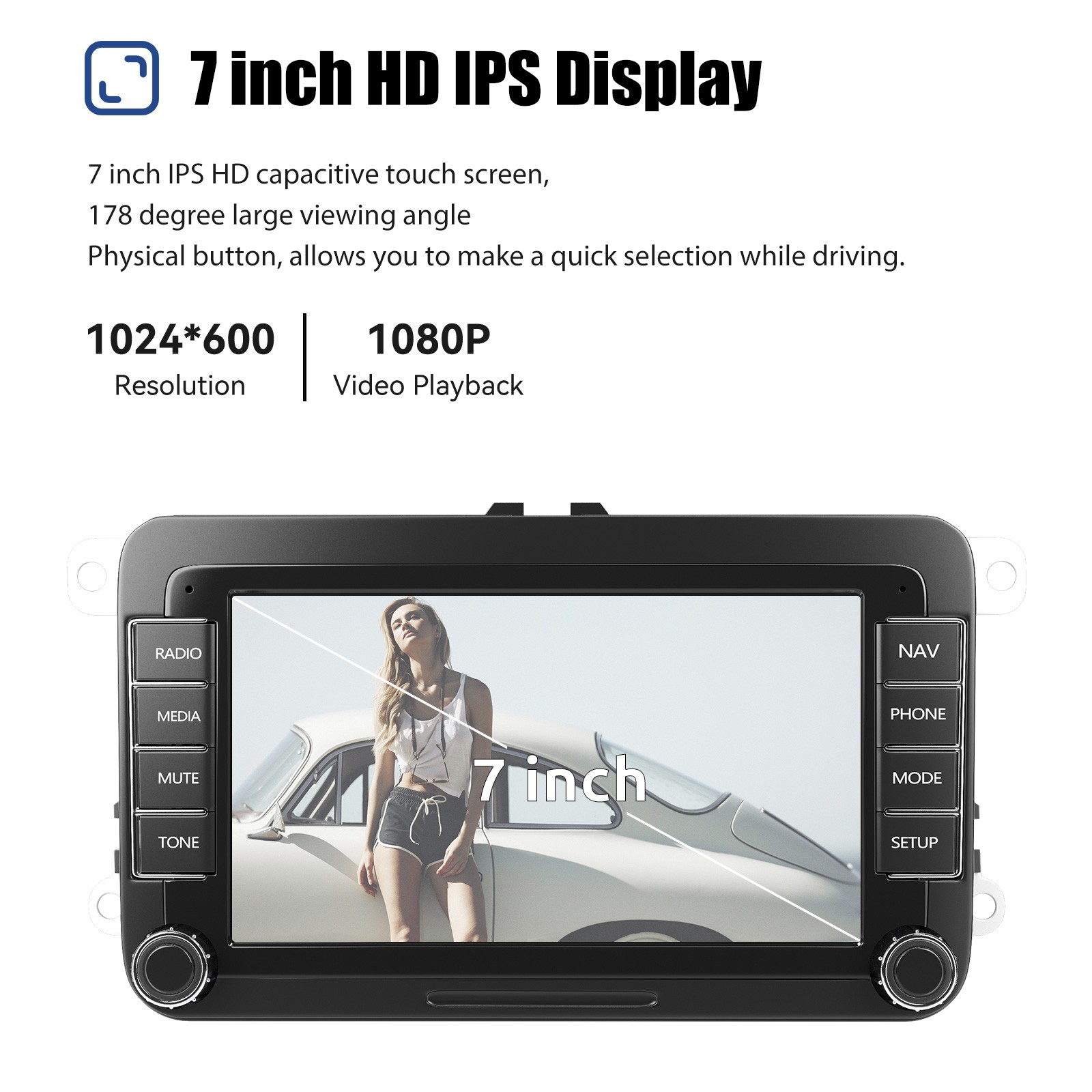 For VW Golf MK5 RCD330 B6 7" CarPlay Android Car Stereo Radio With Backup Camera
