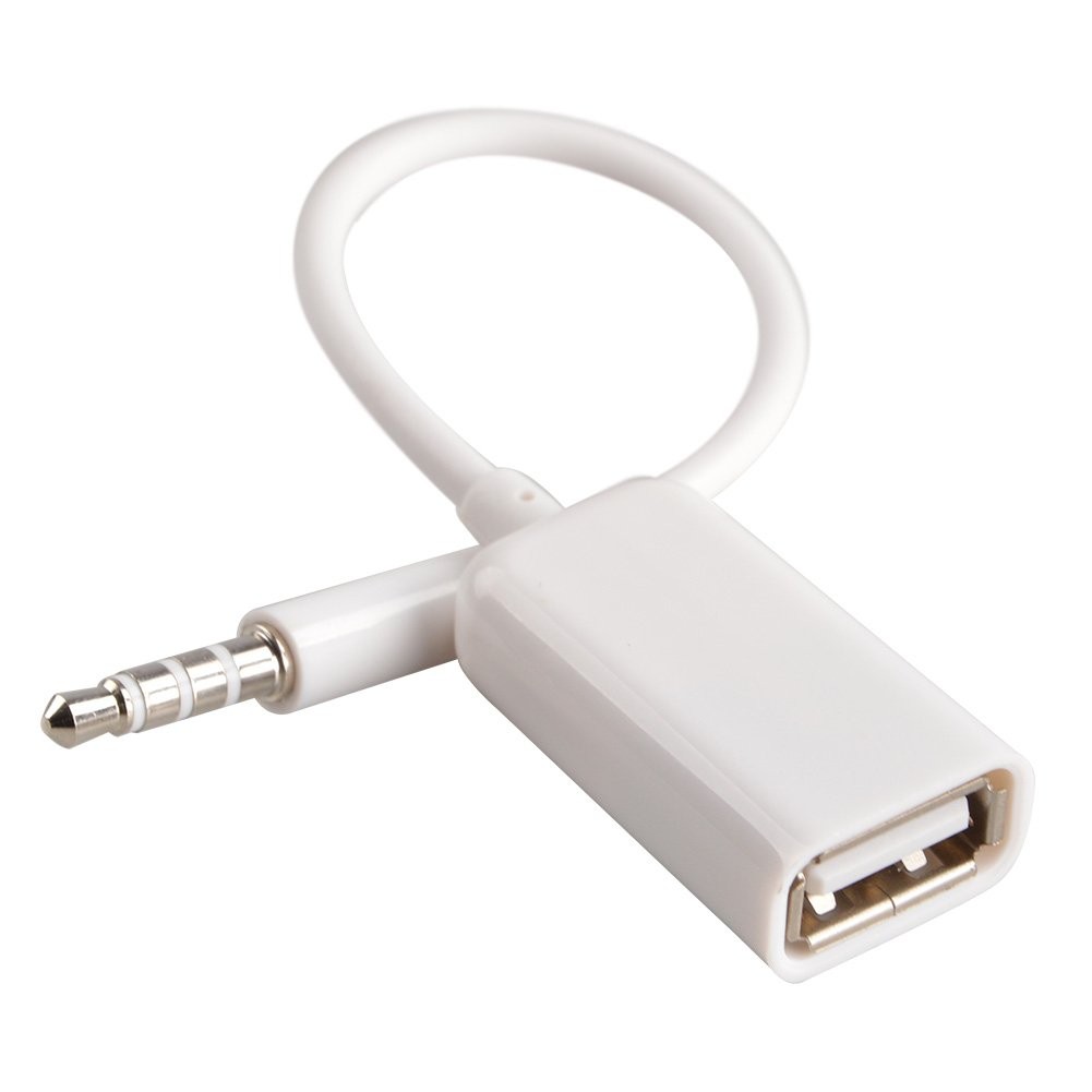 Oxsubor AUX to USB Adapter, 3.5mm Male Audio Jack TO USB, white