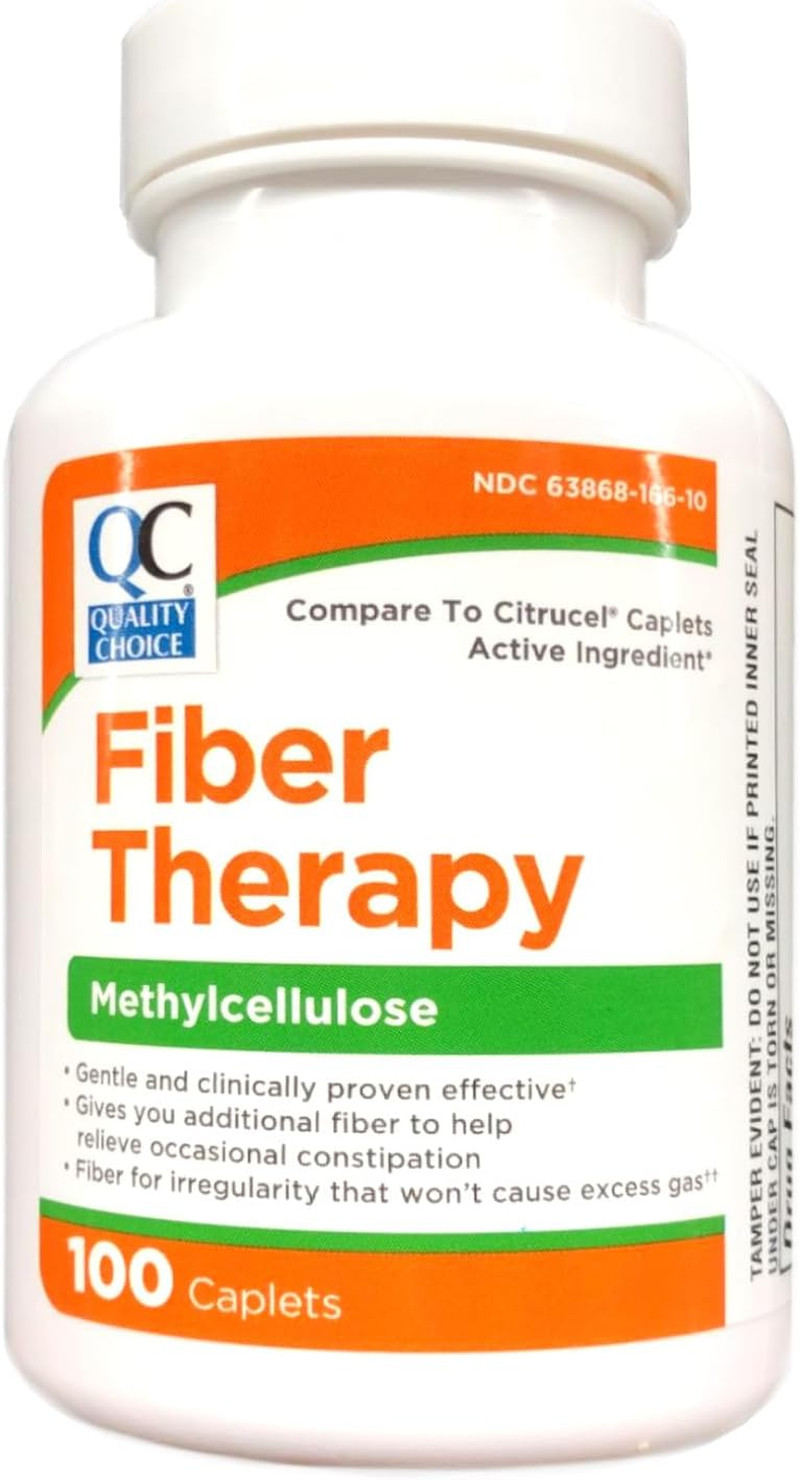Fiber Therapy Caplets, 100 Count Gentle Fiber Laxative with Methylcellulose for