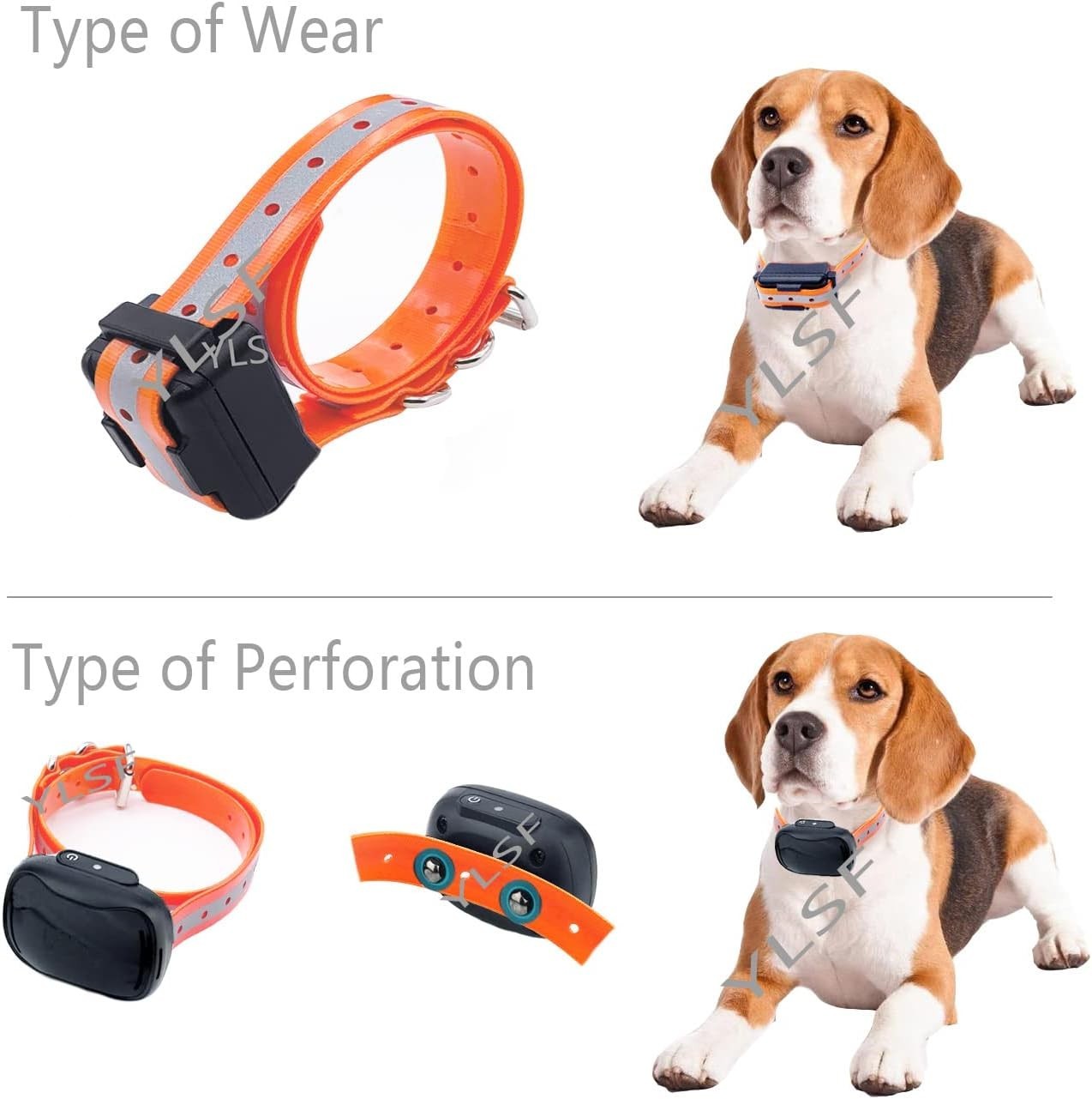 Adjustable Orange Reflective TPU Dog Collar Strap for Training Shock Collars