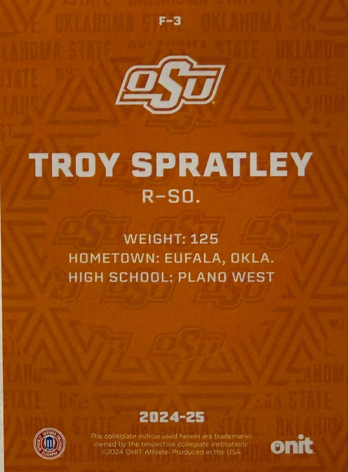 2024-25 OKLAHOMA STATE UNIVERSITY WRESTLING ONIT ATHLETE TRADING CARDS