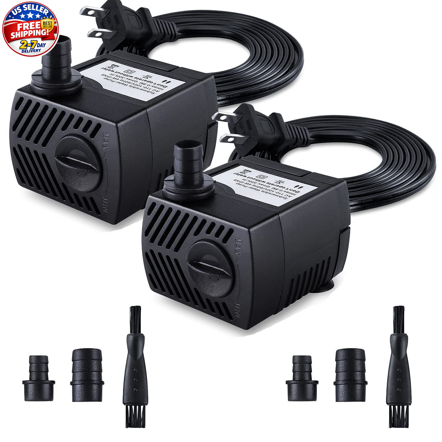 Fountain Pump, 2 Packs 80GPH(4W 300L/H) Submersible Water Pump, Durable Outdoor