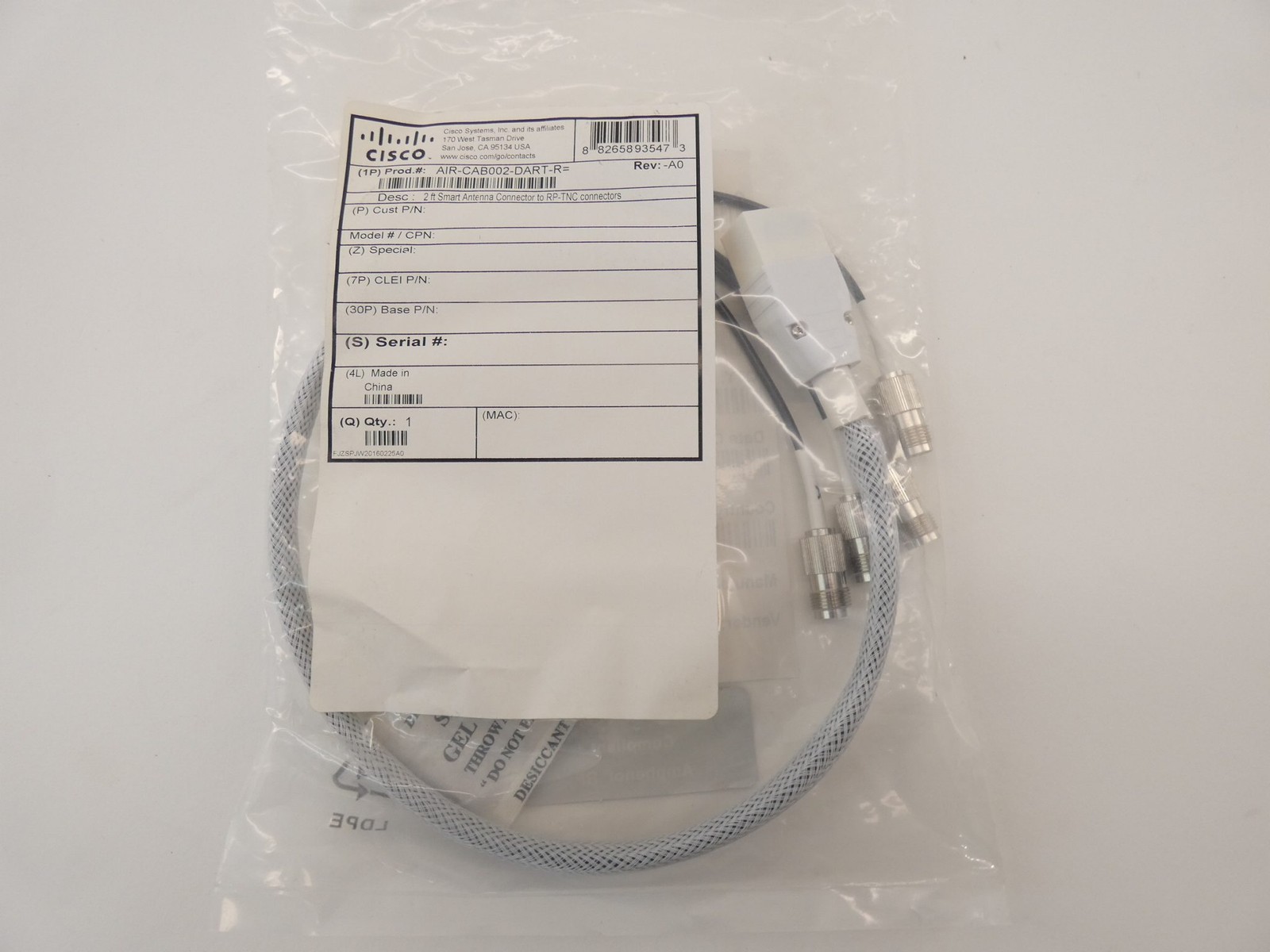 Cisco AIR-CAB002-DART-R= Smart 2FT Antenna Connector to RP-TNC Connectors - N...
