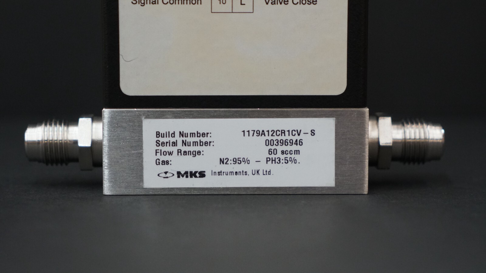 MKS Instruments 1179A12CR1CV-S Mass Flow Controller MFC, 60 SCCM N2 95% / PH3 5%