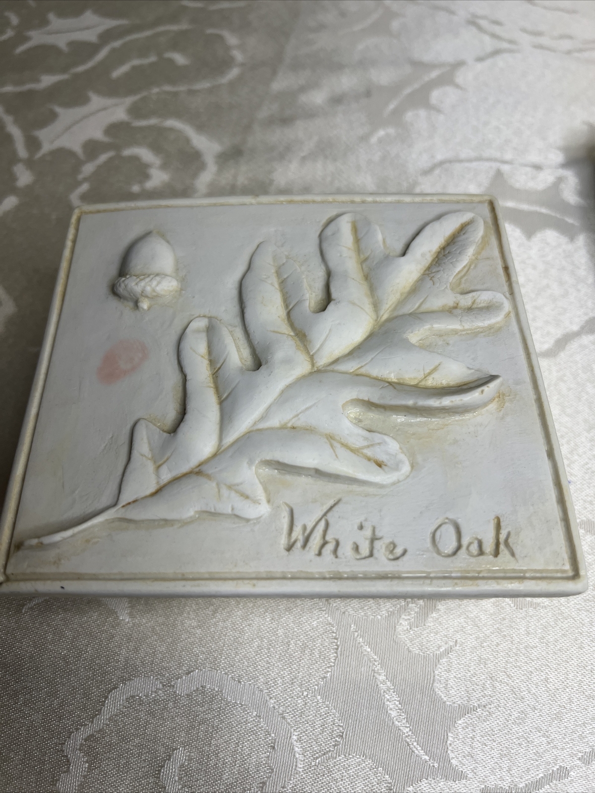 White Oak Cast Metal 5 X 4.5 X 2” Trinket Box By Hen Feathers