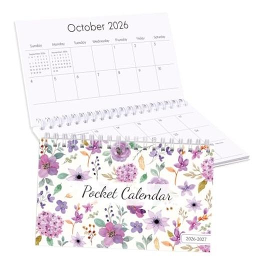Pocket Calendar 2026, 18 Months Calendar 4.2"x6.5"(JUL 2026-DEC 2027) N-Purple