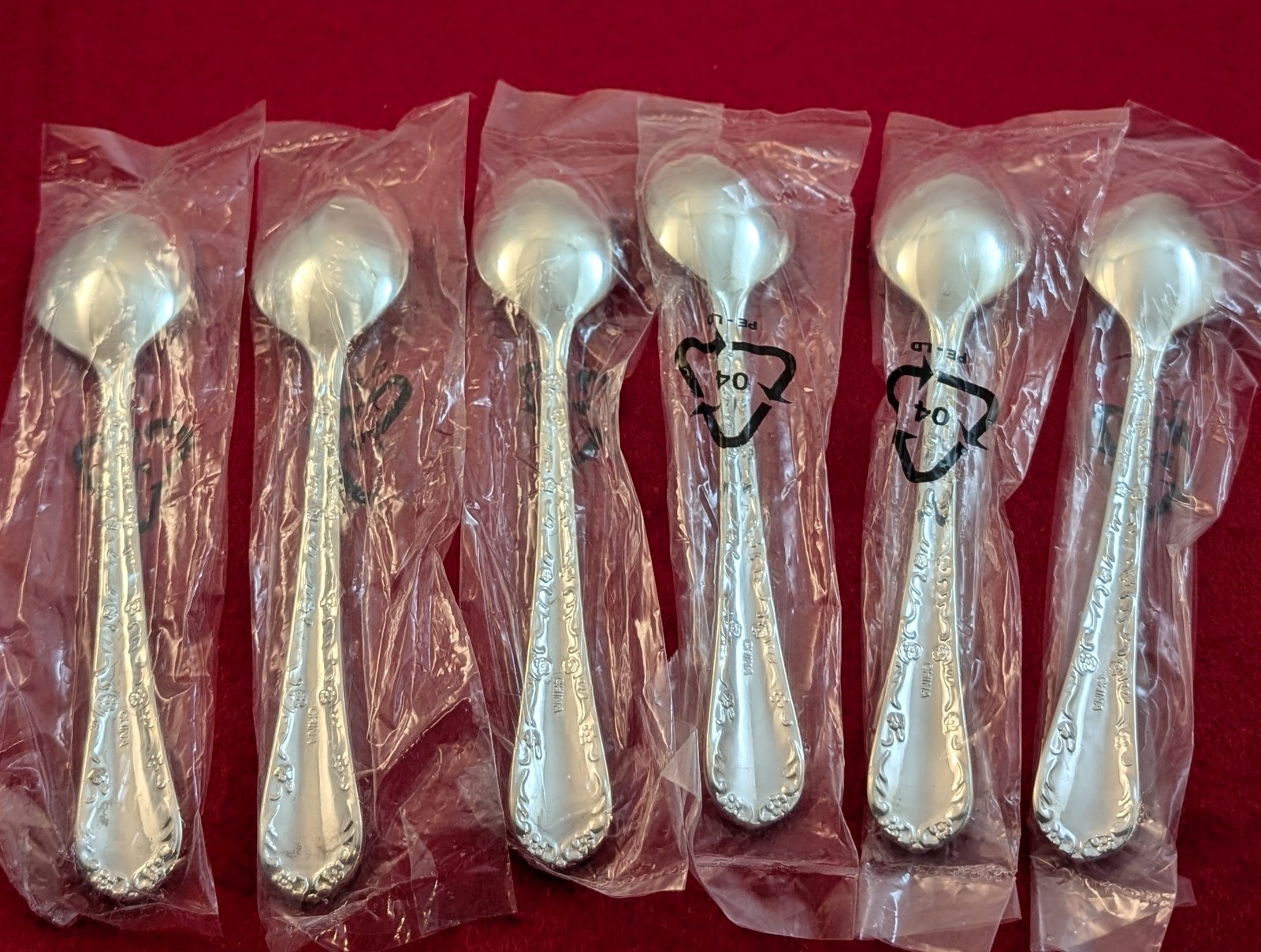 Set Of 6 Enchanted Rose Unmarked SilverPlate Teaspoons Flatware