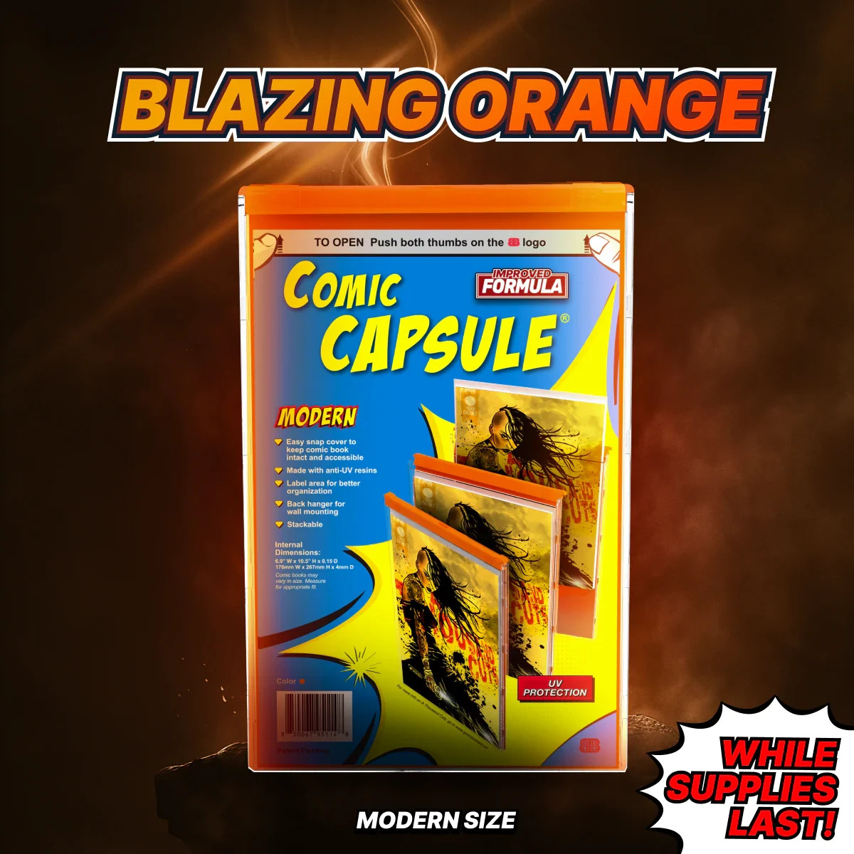 2-Pack Orange Comic Capsule MODERN Size UV-Resistant Comic Book Protector