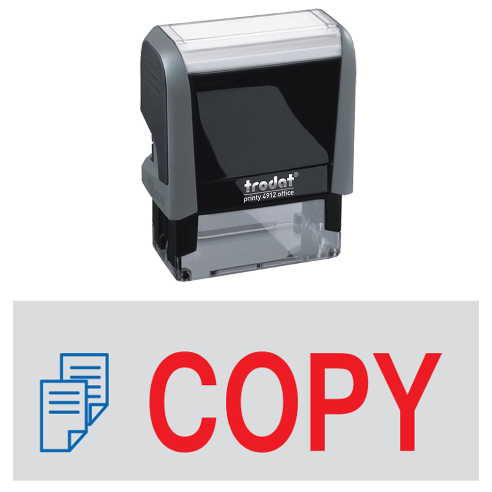 COPY w. Pic. - Trodat 4912 Self-inking Stock Stamp (2-Color Red / Blue Ink)