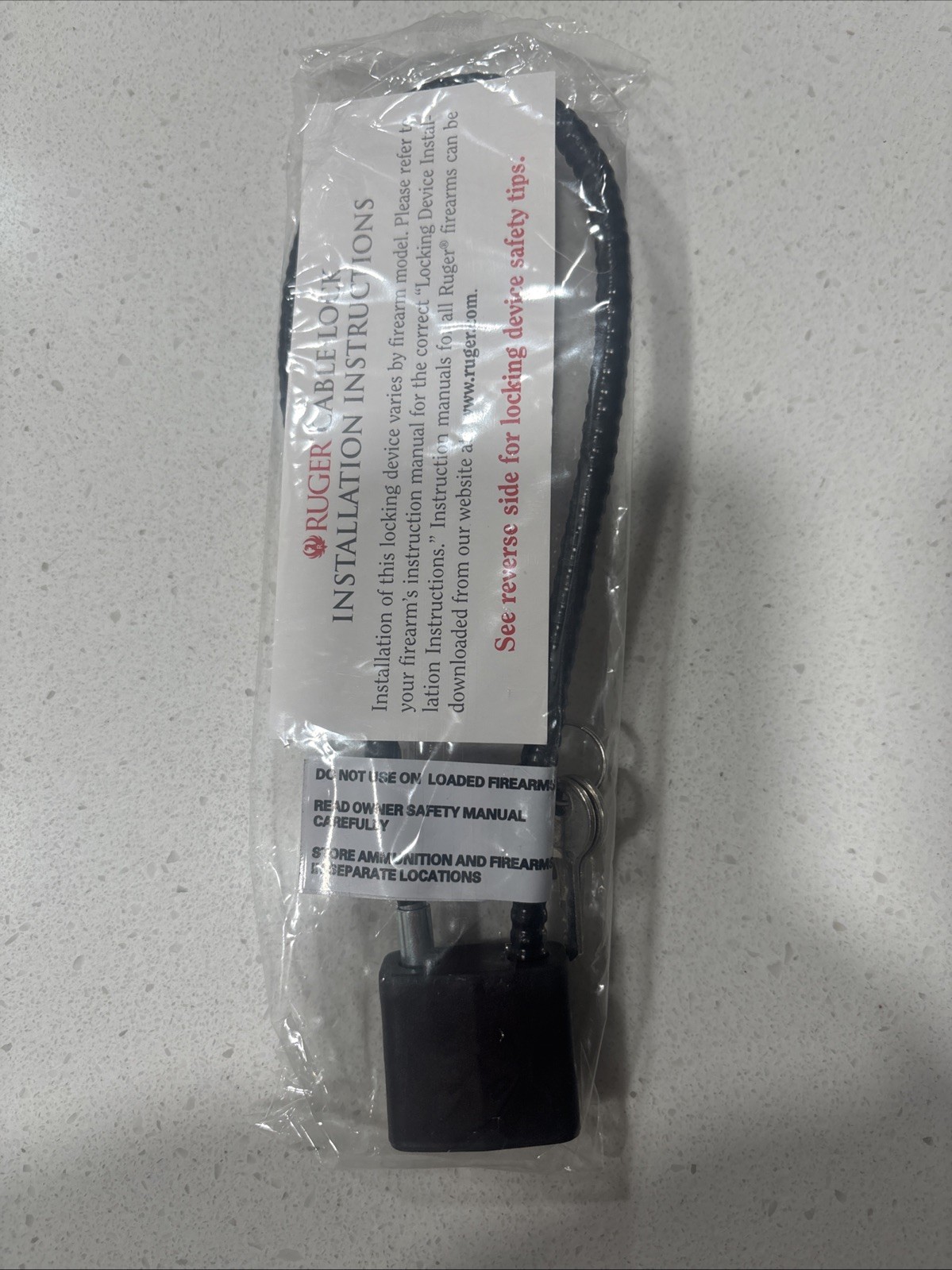 Ruger Black Cable Gun Lock with 2 Keys 15"