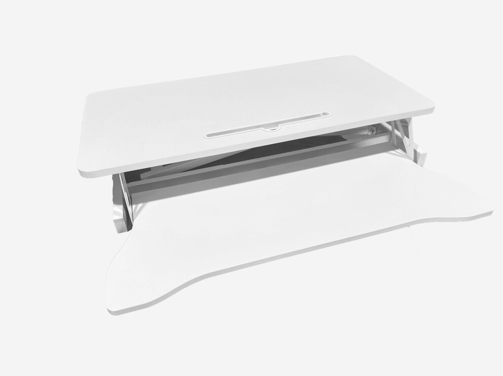 32'' Desk Converter, Height Adjustable with Wide Keyboard Tray, White