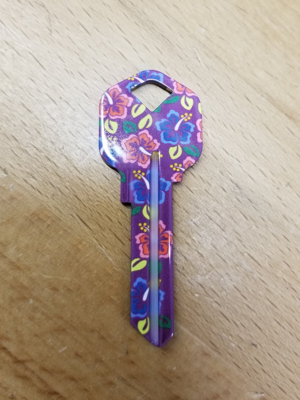 HIBISCUS PRINTED KWIKSET KW1/KW10 KEYBLANK - READ DETAILS BELOW