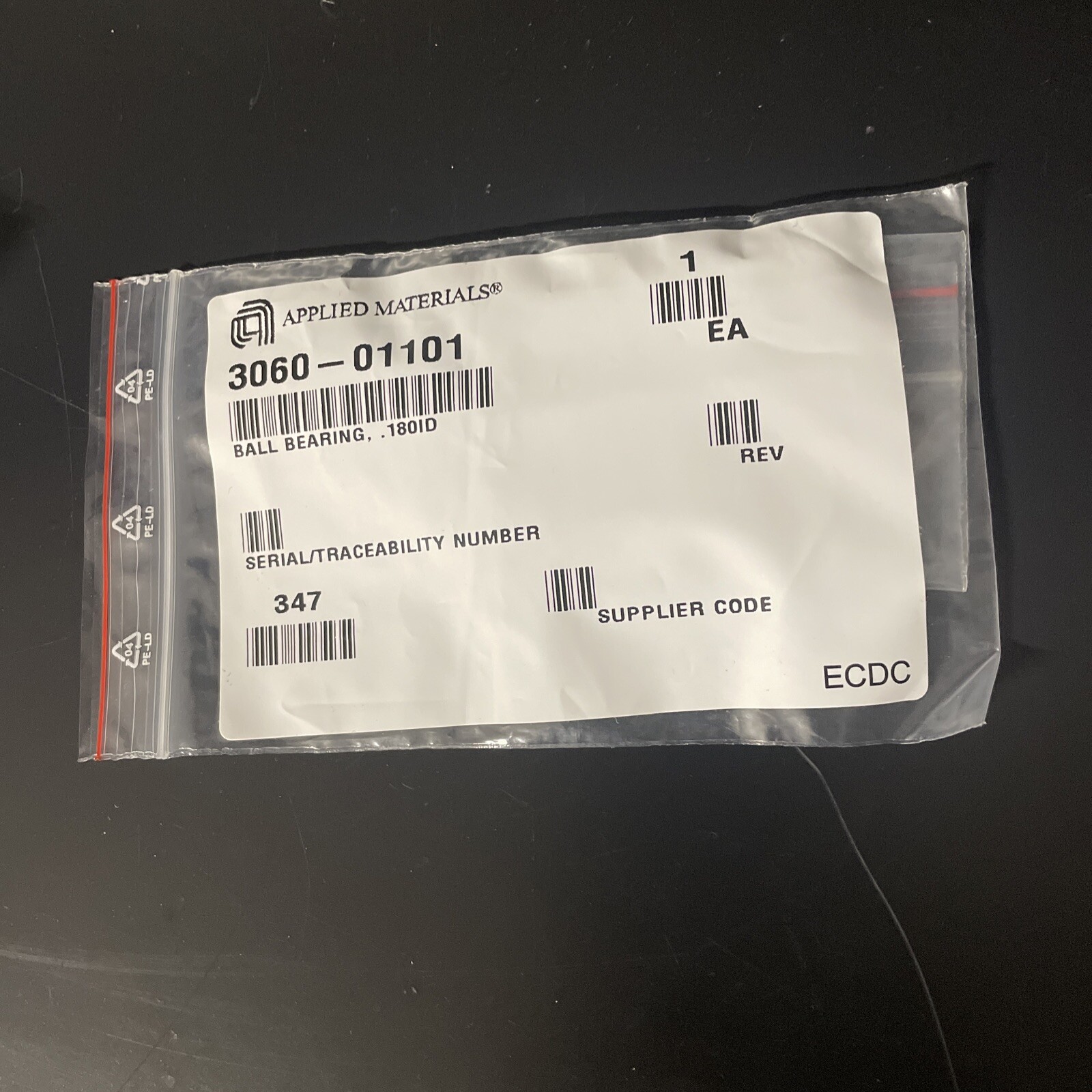 Applied Materials 3060-01101 ball bearing , .180id