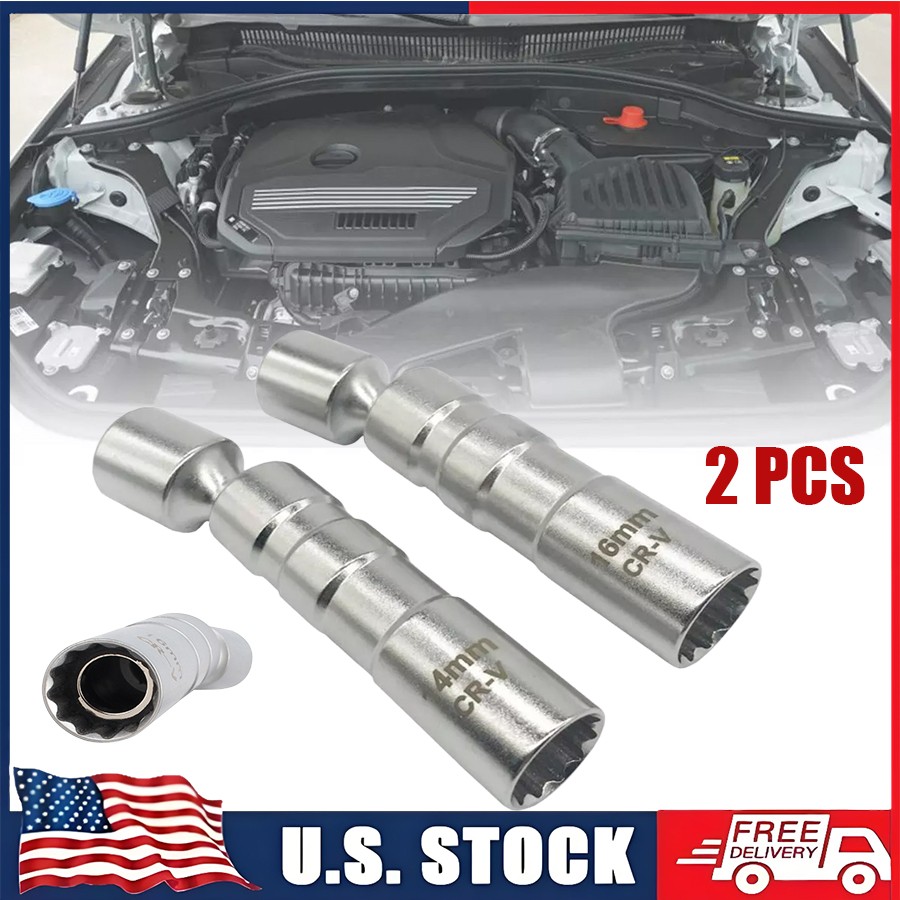 For BMW 12PT 14&16mm Thin Wall Magnetic Swivel 3/8" Spark Plug Socket Drive US