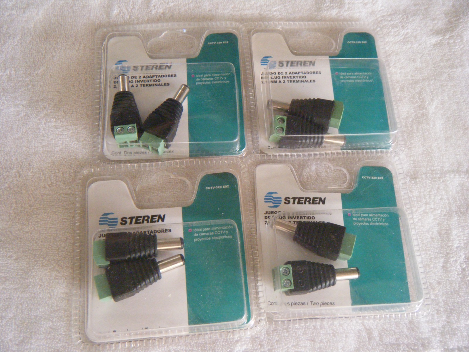 Lot 4 sets Security System Wire Cable CCTV CameraPower Supply end. Two terminals