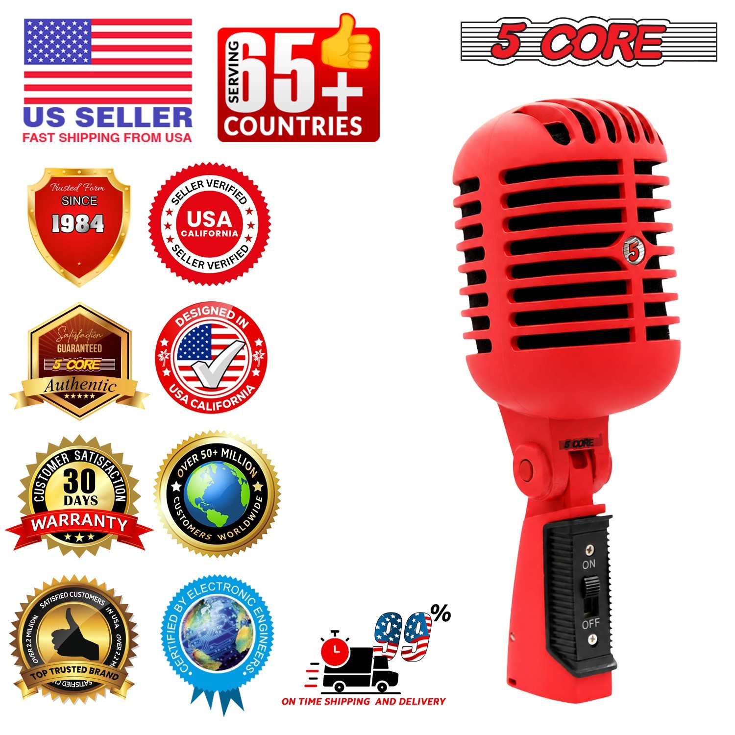 5 Core Retro Dynamic Vocal Iconic Microphone Vintage Classic Unidirectional Mic