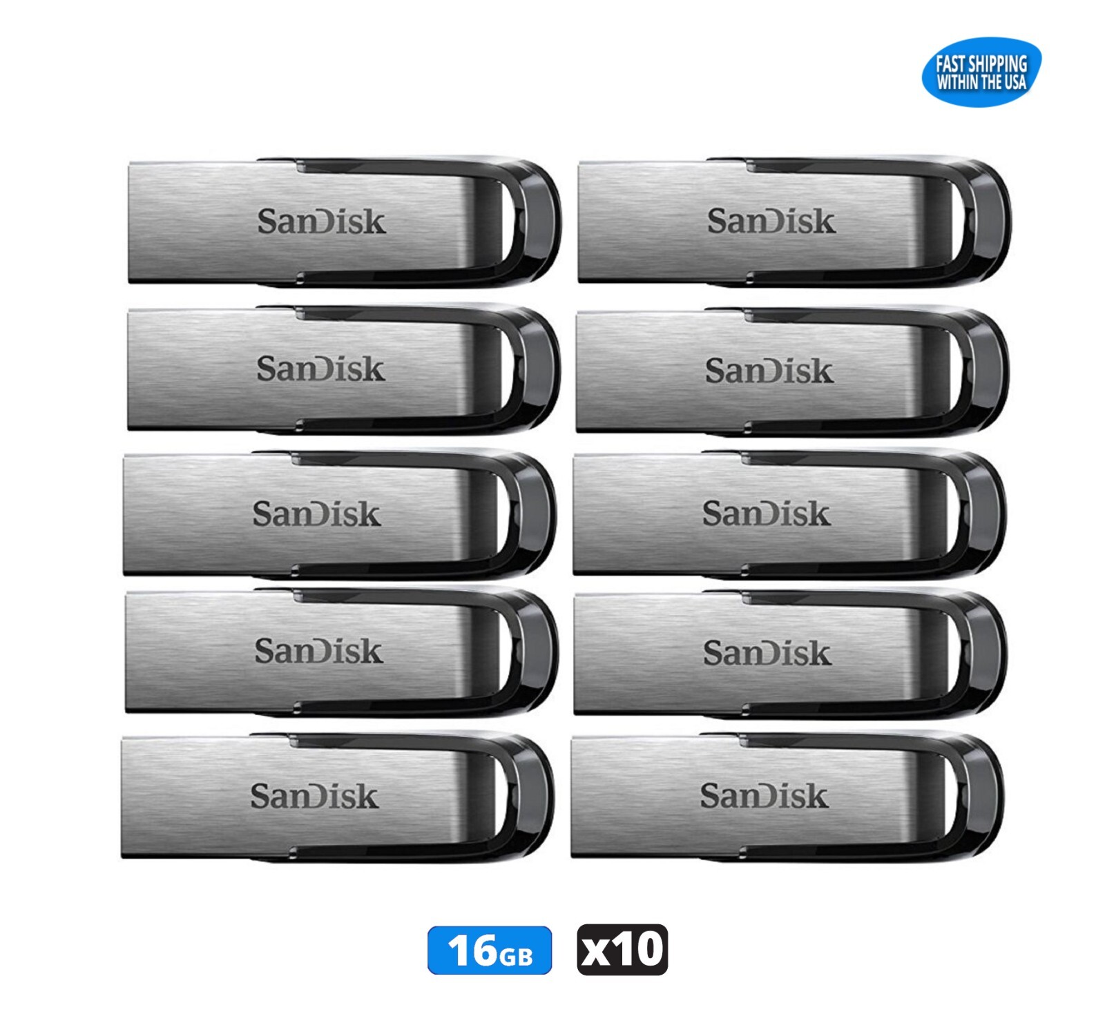 Sandisk Ultra Flair 16GB Flash Drive USB 3.0  Pen Drive Thumb Drive (10 Pack)