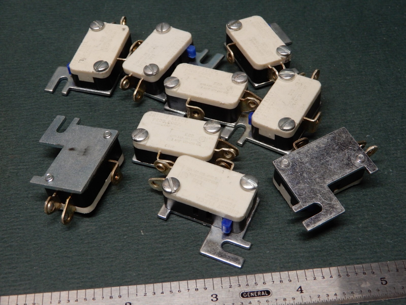 Cherry E22 Microswitch Lot of Nine NOS With Mounting Brackets
