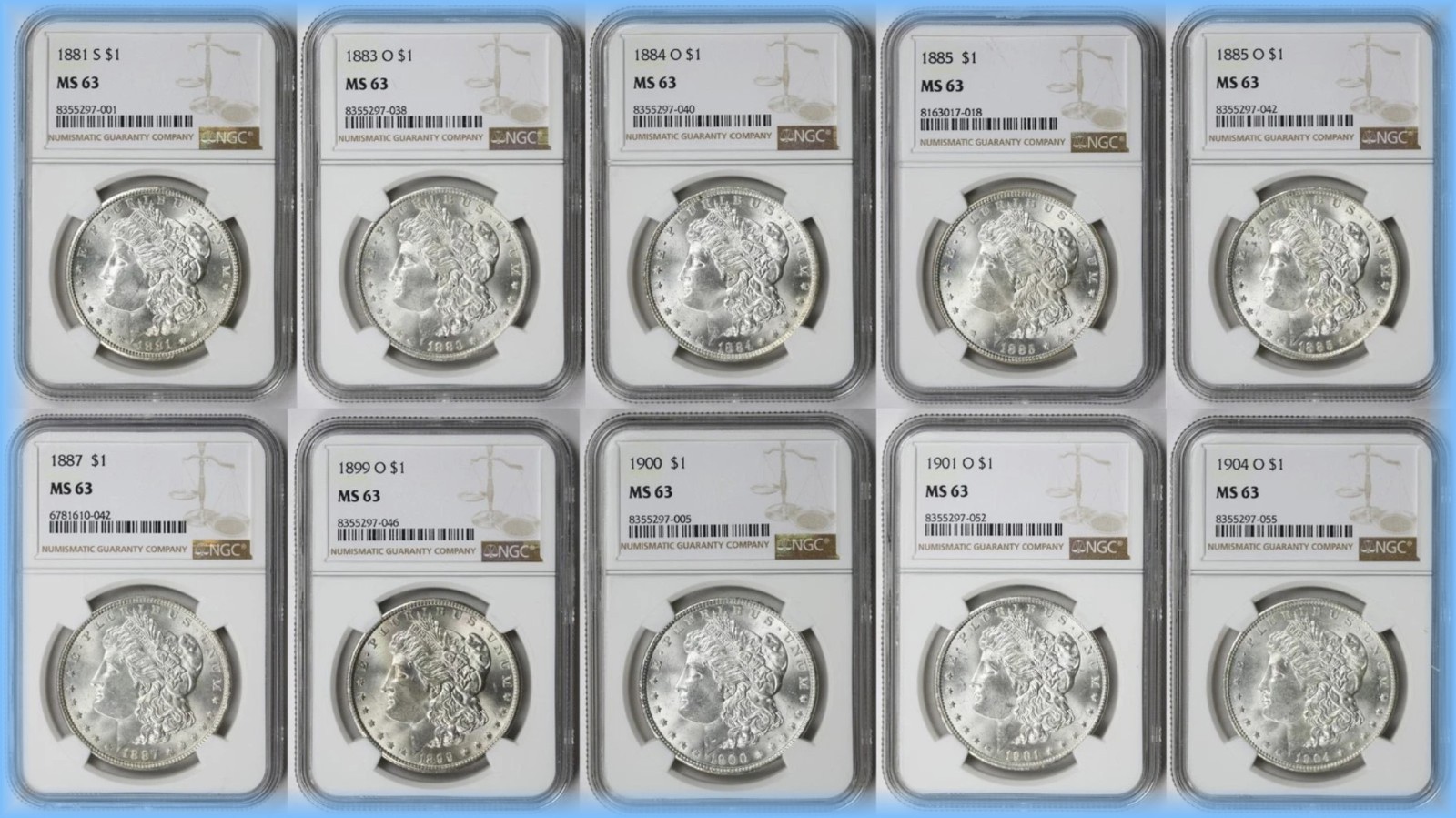 MS63 Morgan Silver Dollars ~ PCGS NGC ~ 1878-1904 ~ P S O Mints ~ ONE COIN