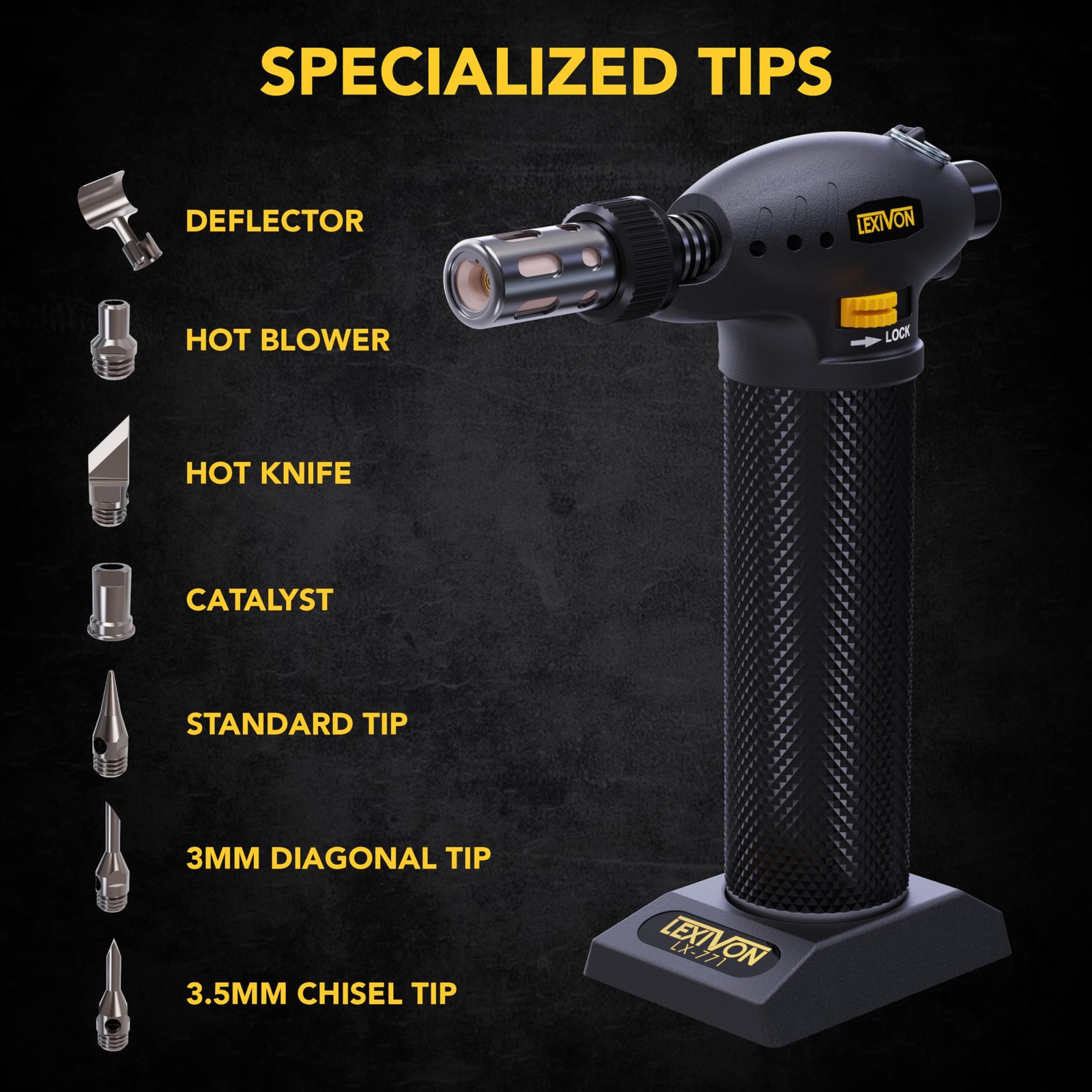 LEXIVON Butane Torch Multi-Function Kit | Premium Kit, Black