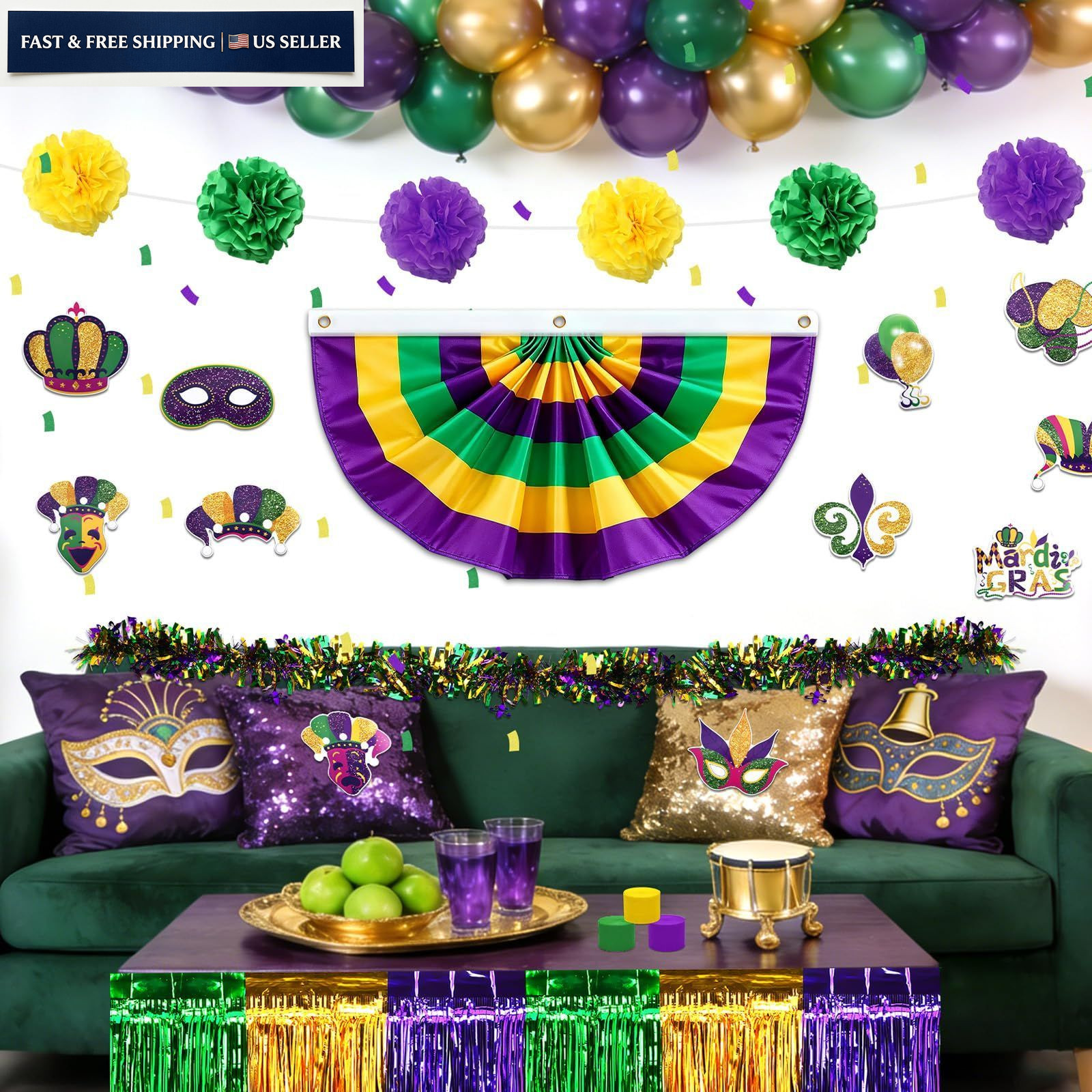 UPINS 57 Pcs Mardi Gras Float Decorations Kit for Parade, Purple