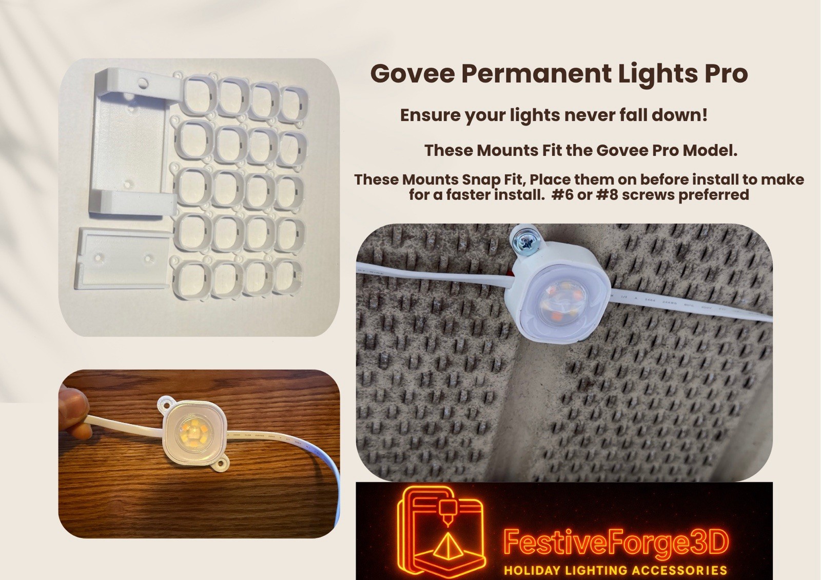 Govee Outdoor Permanent Lights Pro Mounts | 100ft 150ft 200ft Kits | H706ABC