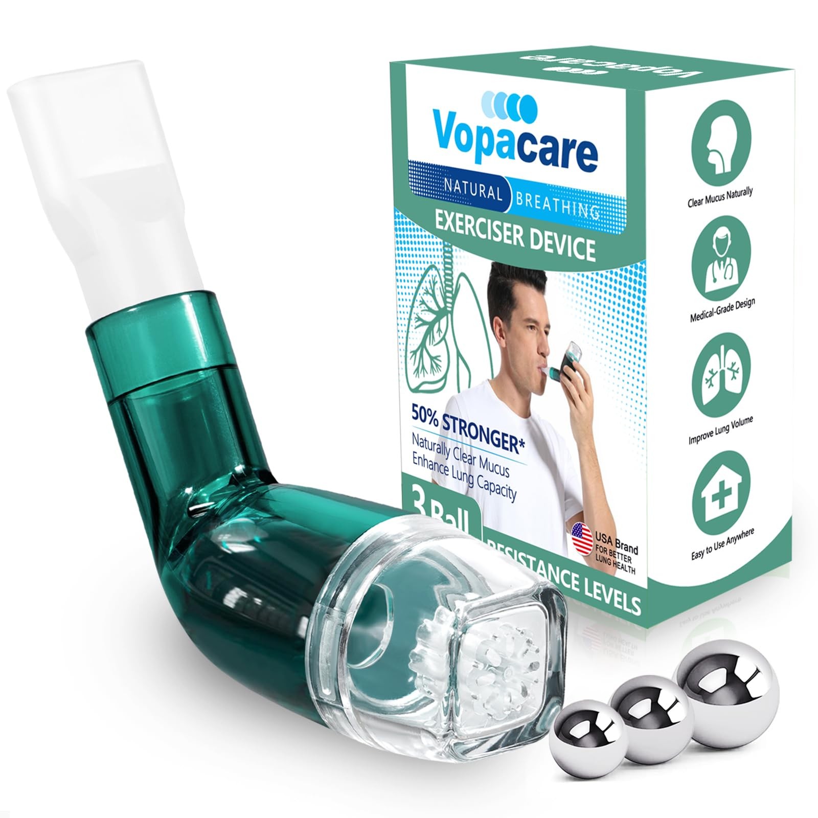 Flutter Valve Breathing Exercise Device for Lungs, Mucus Removal & Lung Stren...