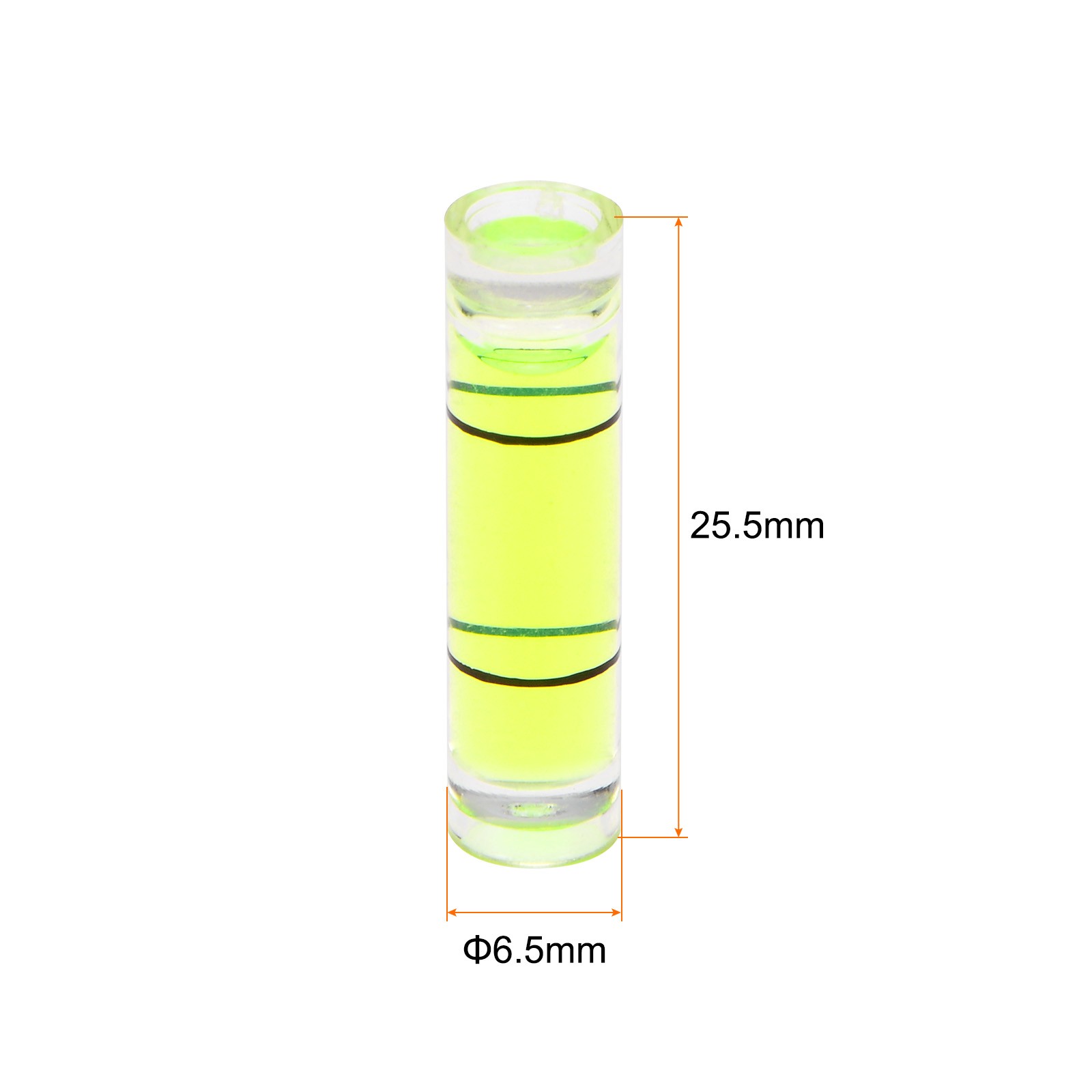 15pcs Small Cylindrical Bubble Level Vials 6.5x25.5mm Levels Measuring Tools